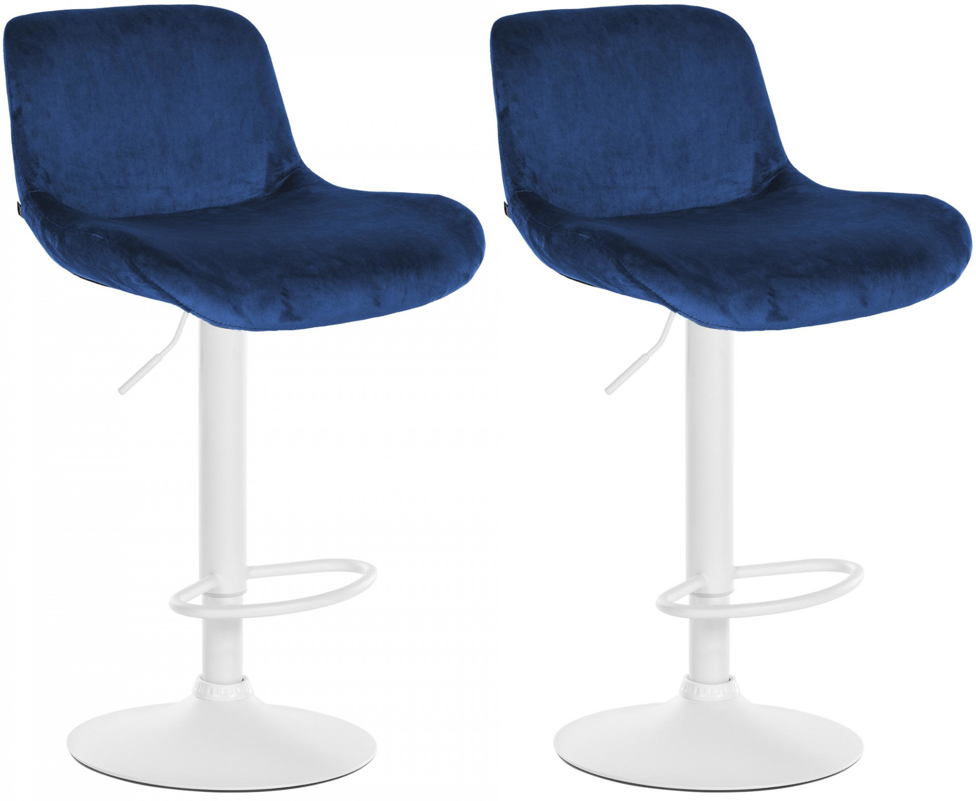 2er Set Barhocker Solon Weiß Samt, blau