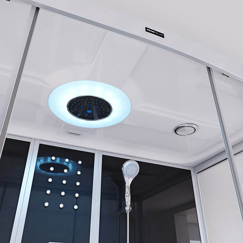 Dampfdusche mit Whirlpoolfunktion und LED-Beleuchtung DIAMOND - 170 x 90 cm Schwarz