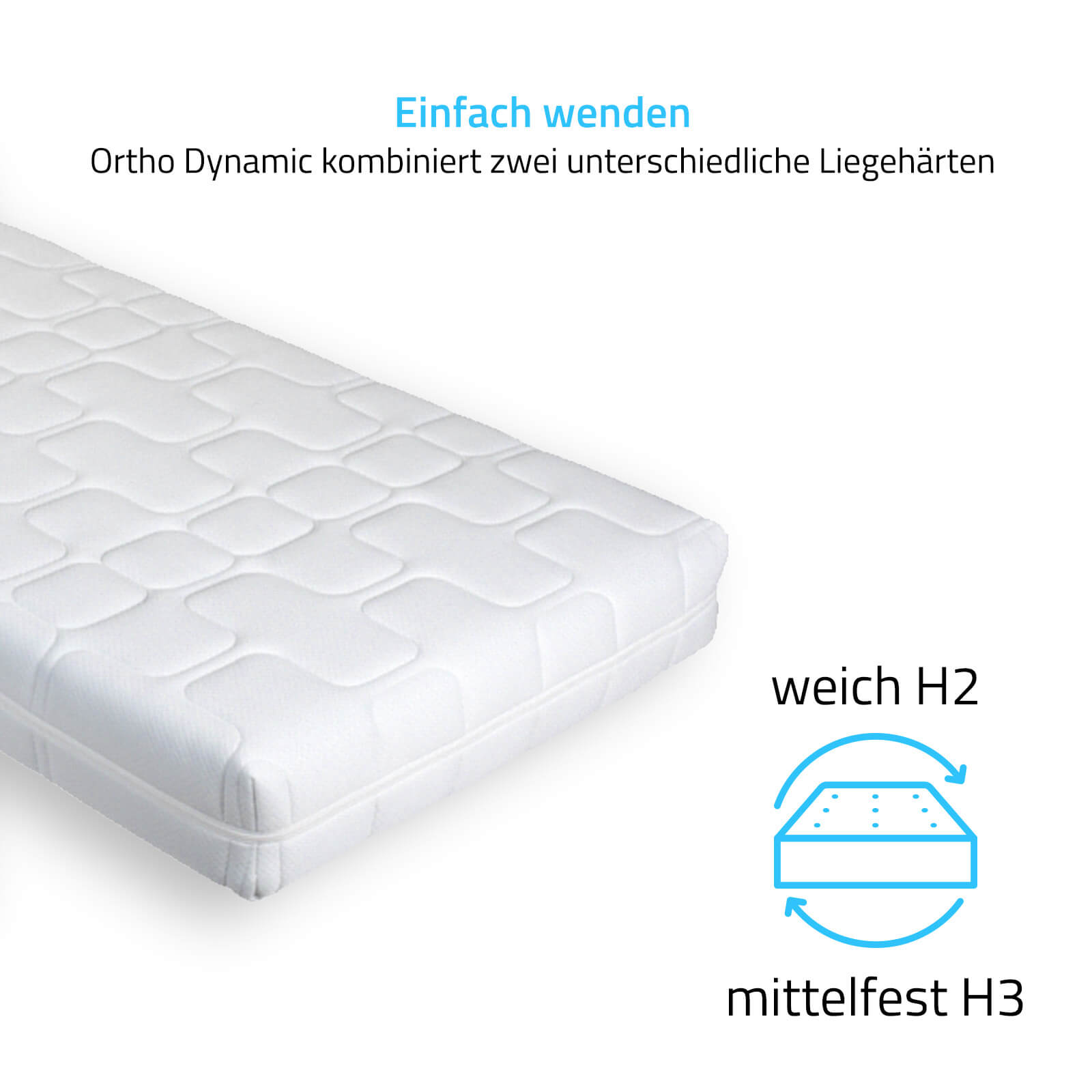 Matratze ORTHO DYNAMIC - 80 x 200 cm weich-mittelfest Made in Germany