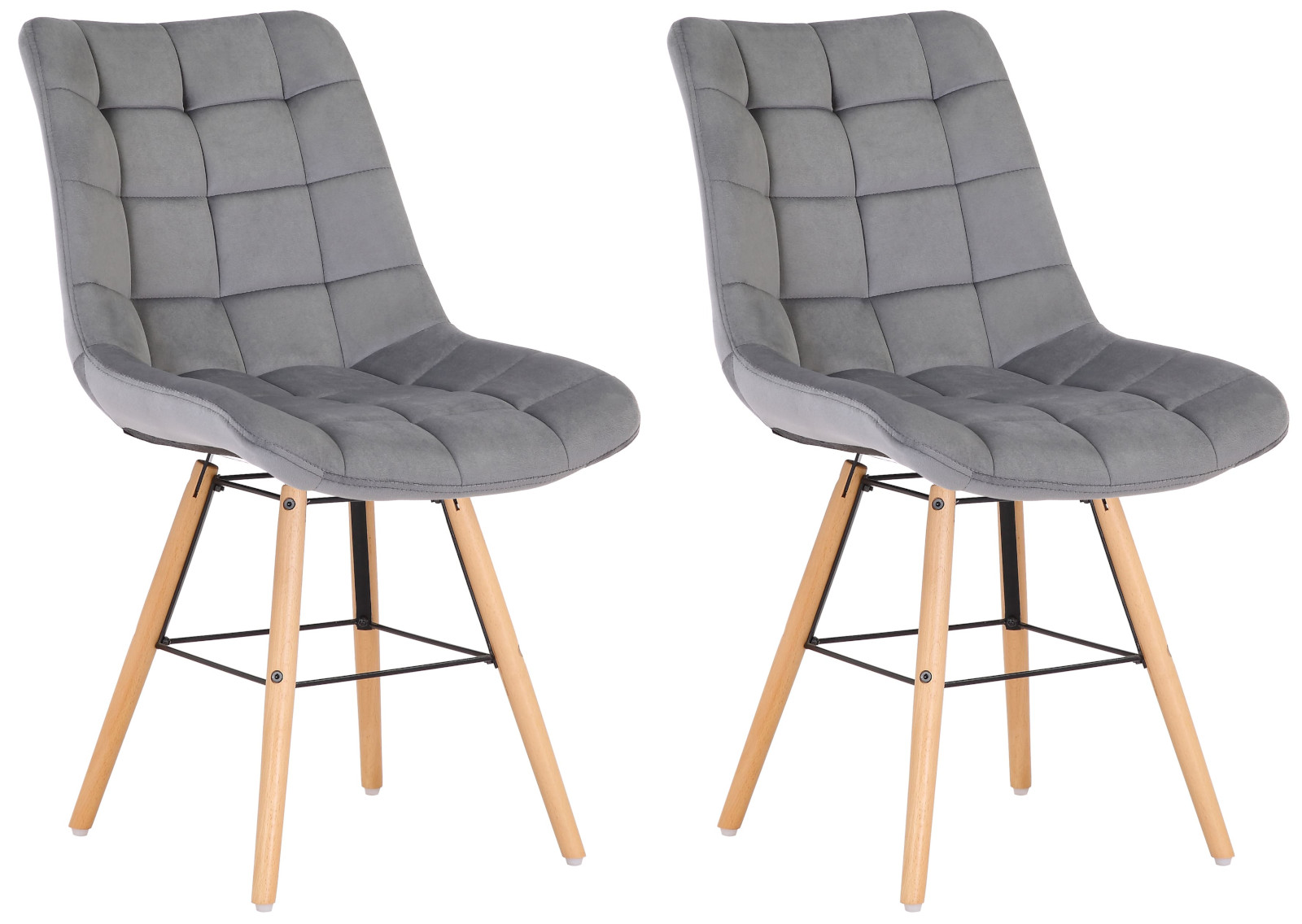 2er Set Stühle Leni Samt, grau