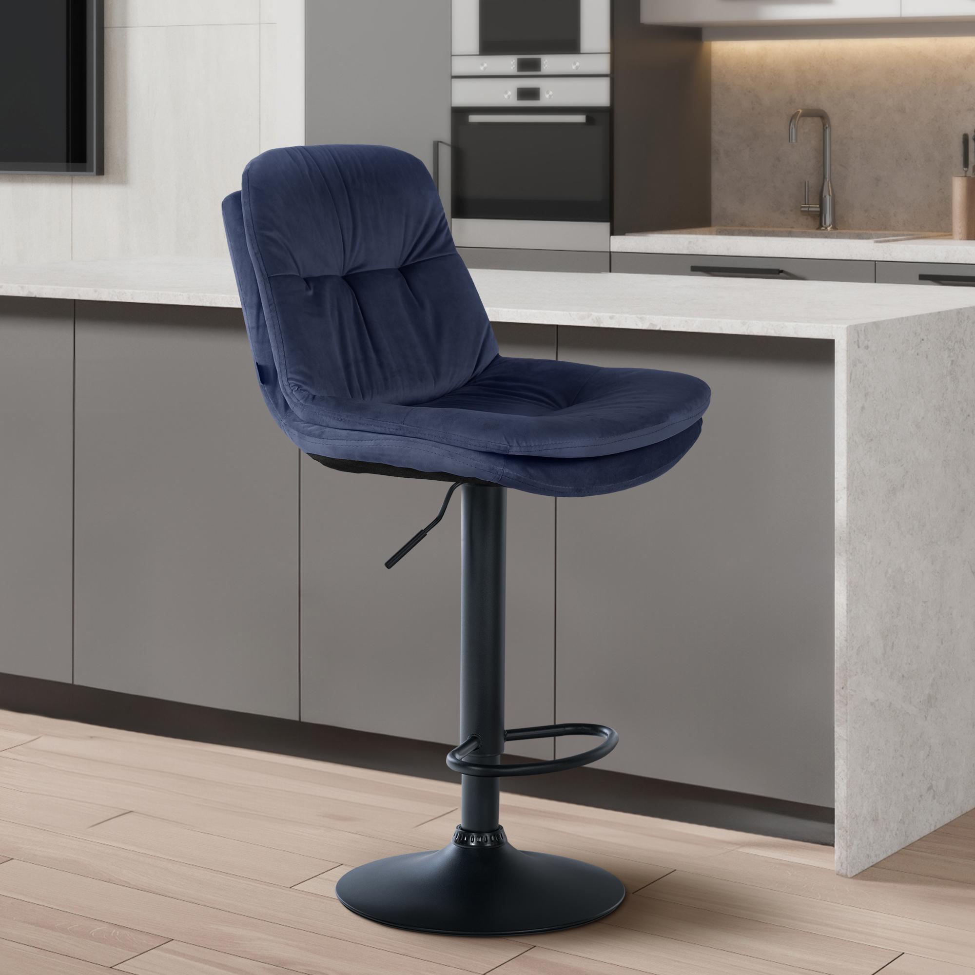 Barhocker Laurel Samt schwarz, blau