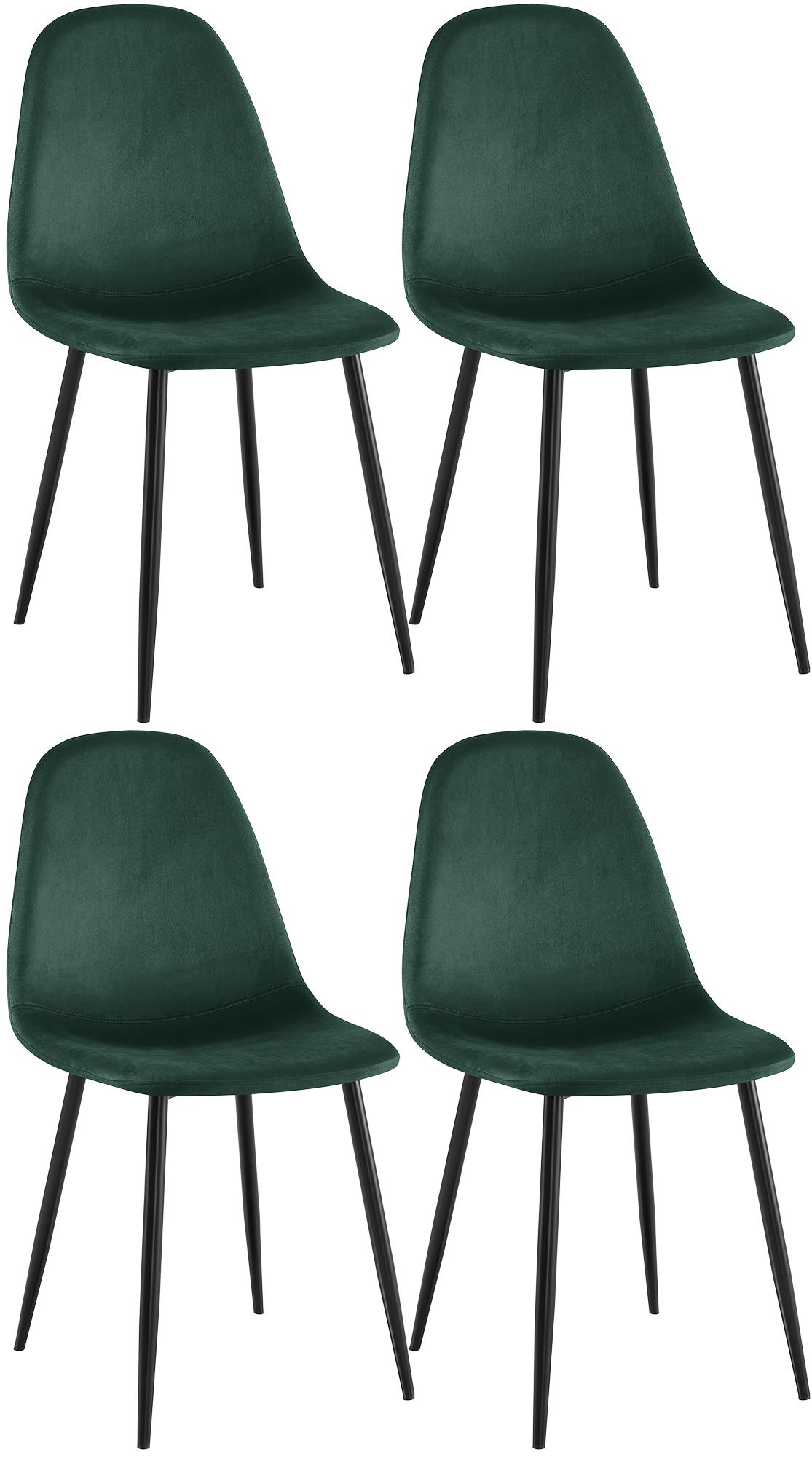 4er Set Esszimmerstühle Napier Samt, grün