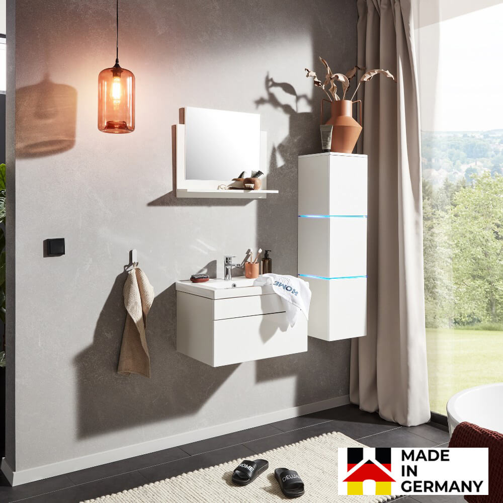 Badmöbel Komplettset WANGEROOGE L - Weiß Made in Germany