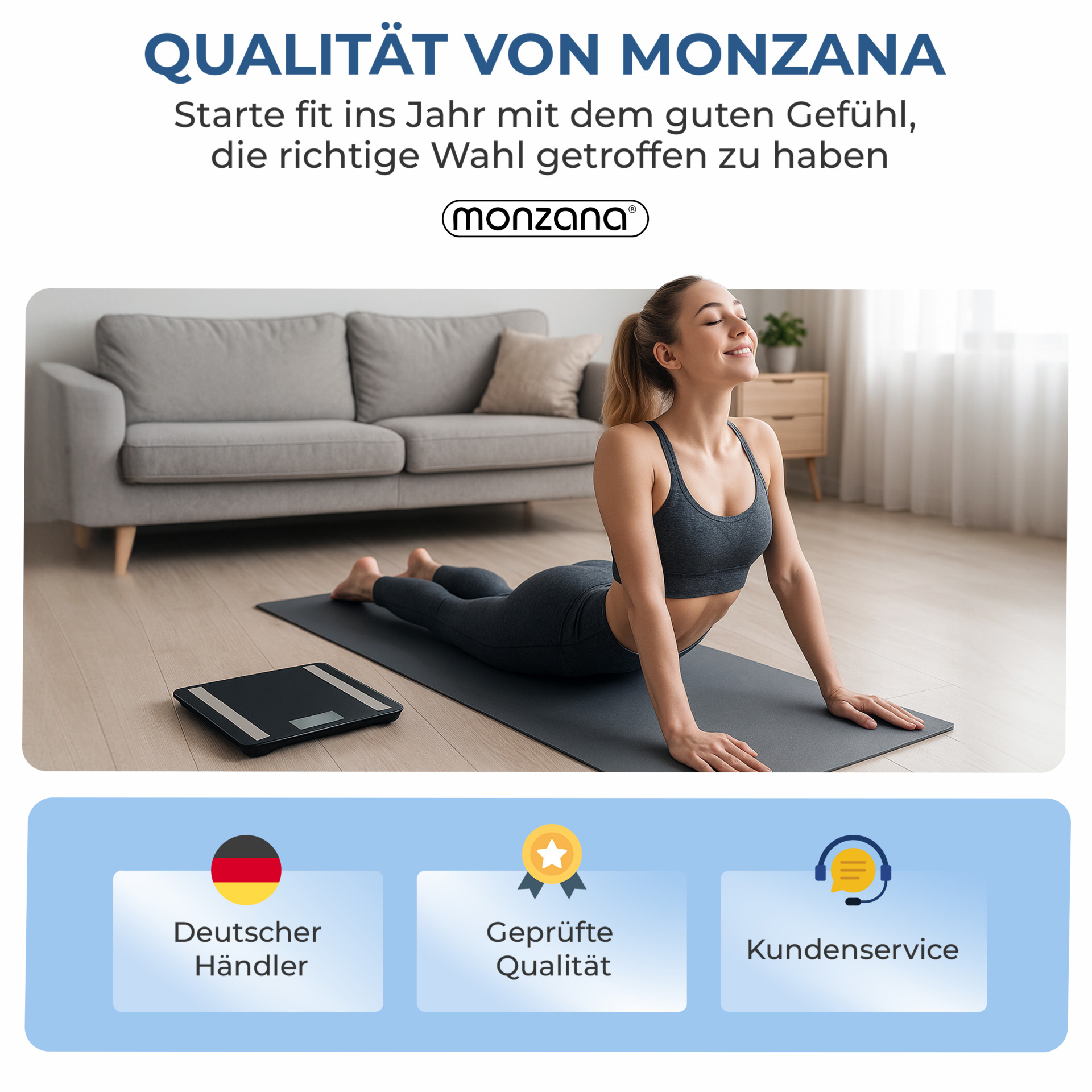 Digitale Personenwaage mit BIA-Sensorsystem schwarz
