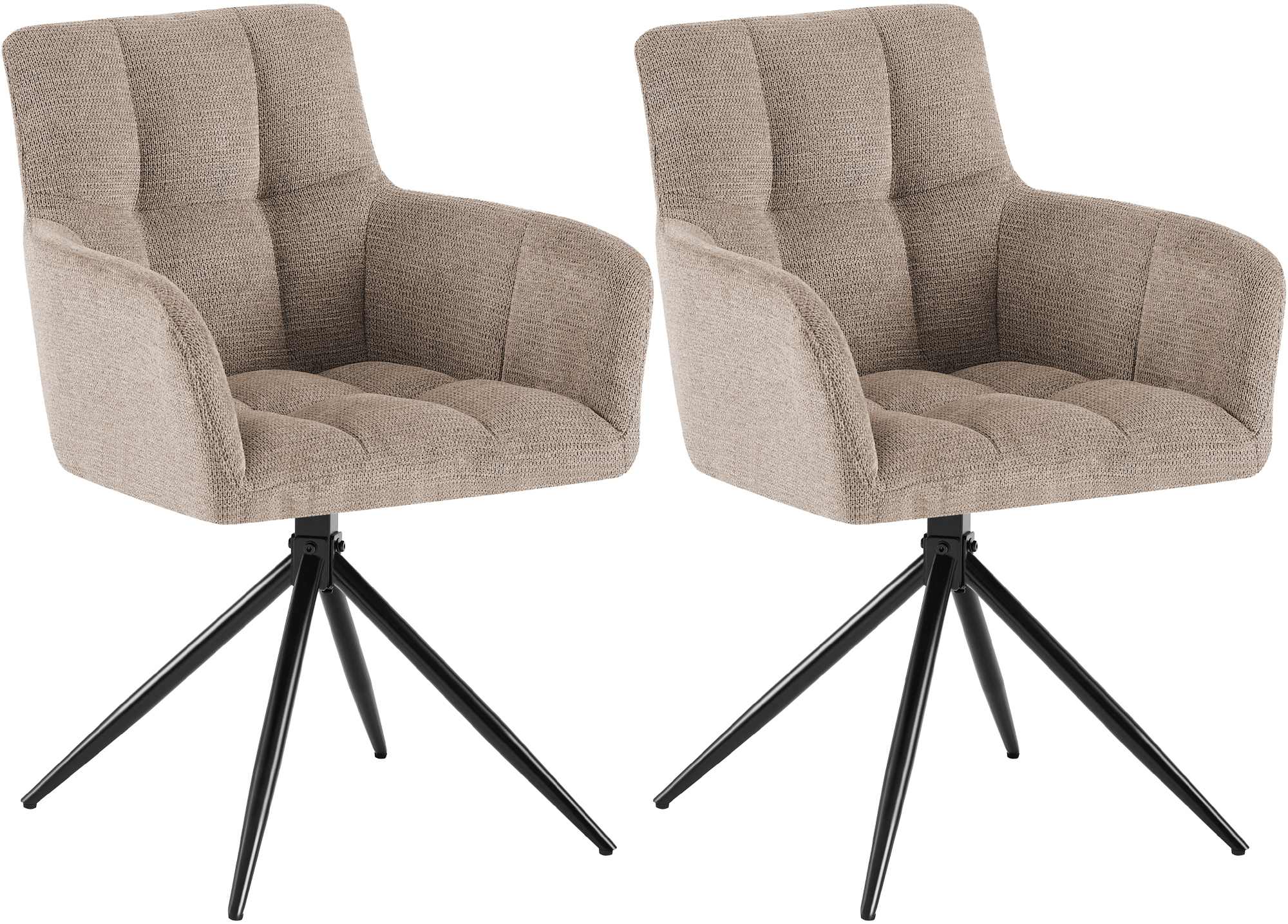 2er Set Esszimmerstuhl Jonah Stoff, taupe