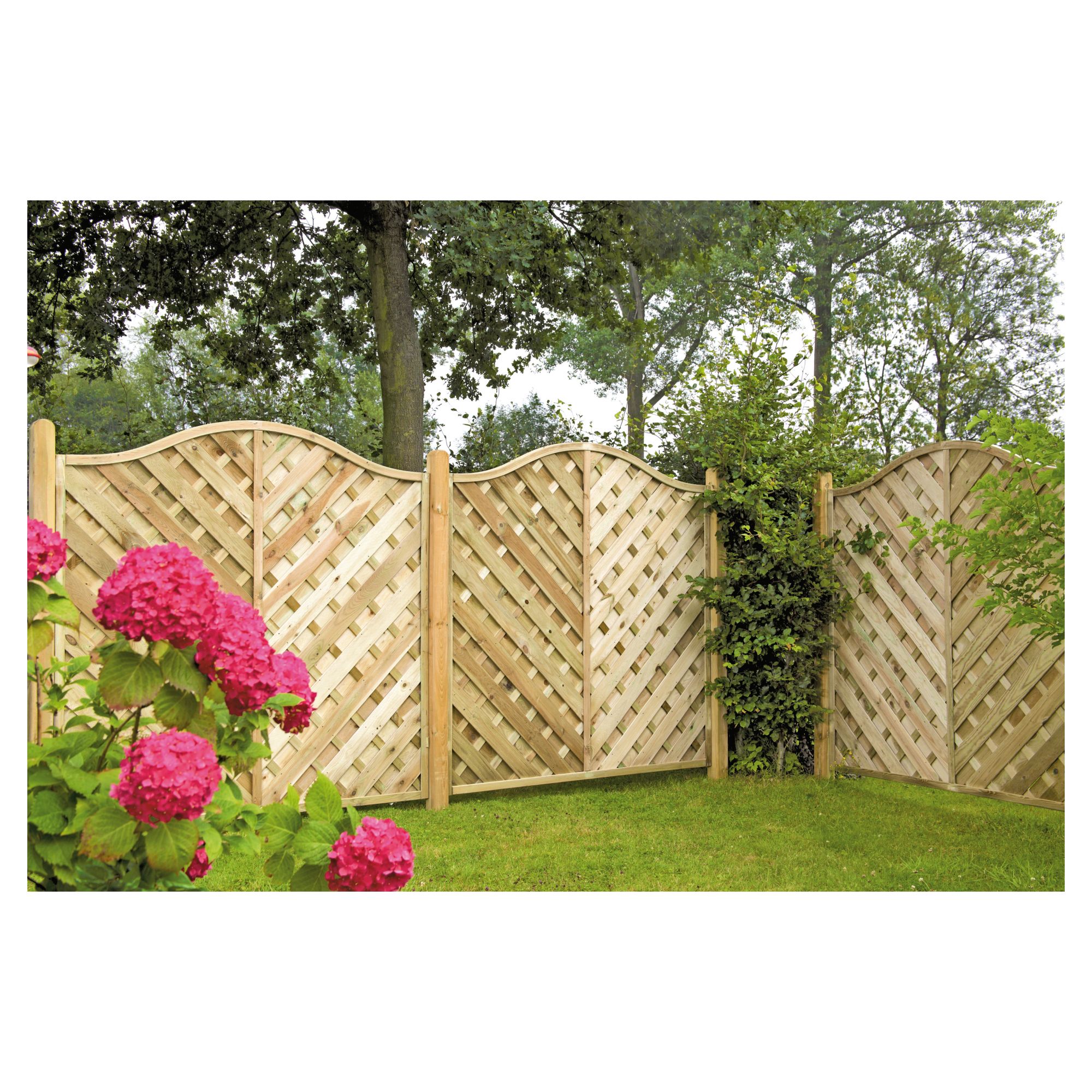 Maxi-Diagonal-Krone 180 x 180/160 cm, Rahmen 45/45 mm, kdi grün, Lamellen geriffelt & geschraubt