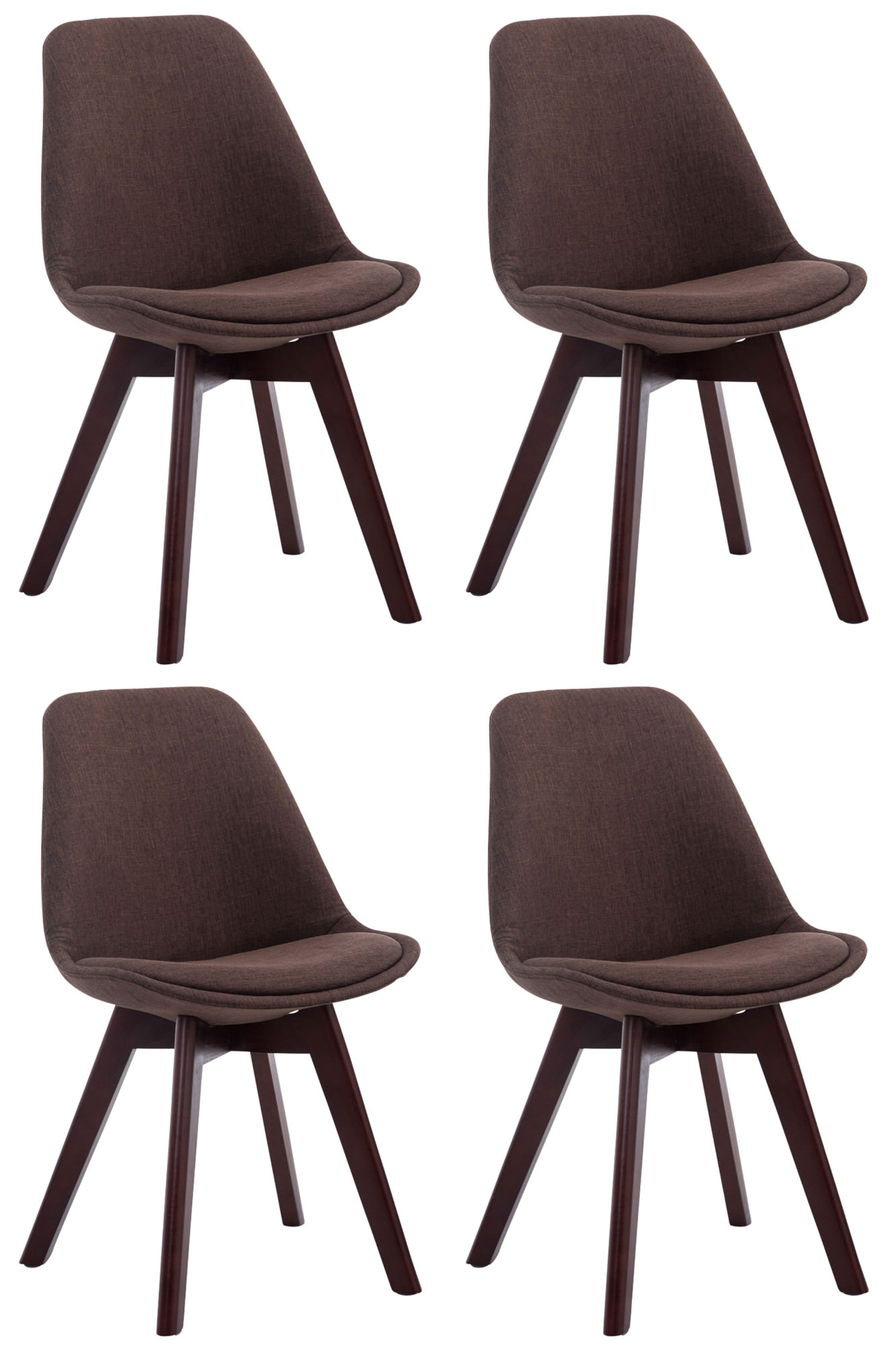 4er Set Besucherstühle Borneo V2 Walnuss Stoff, braun