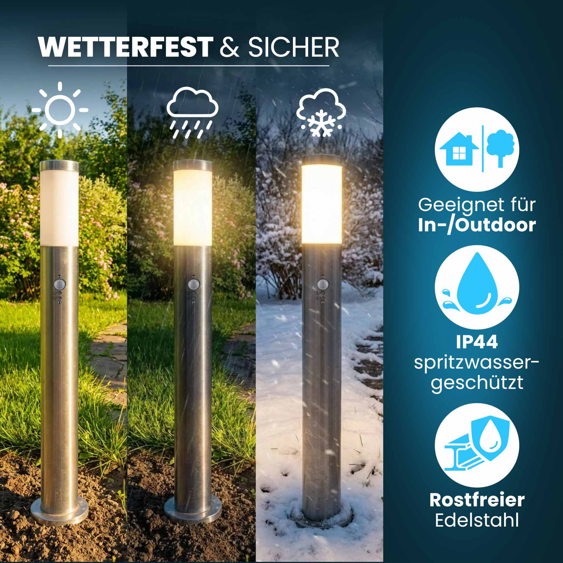 Wegeleuchte Ivy Edelstahl mit Sensor