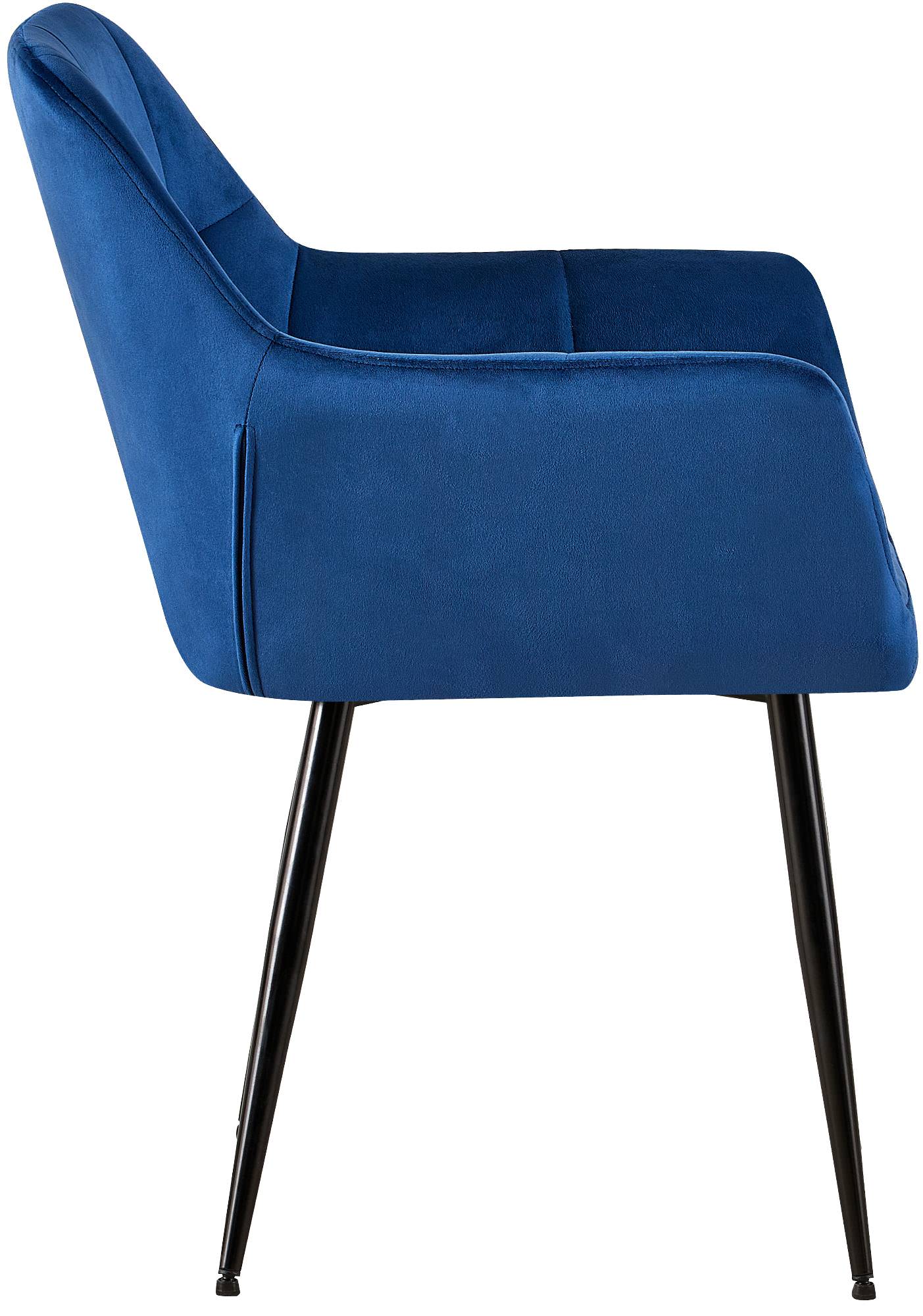 2er Set Esszimmerstuhl Emia Samt, blau