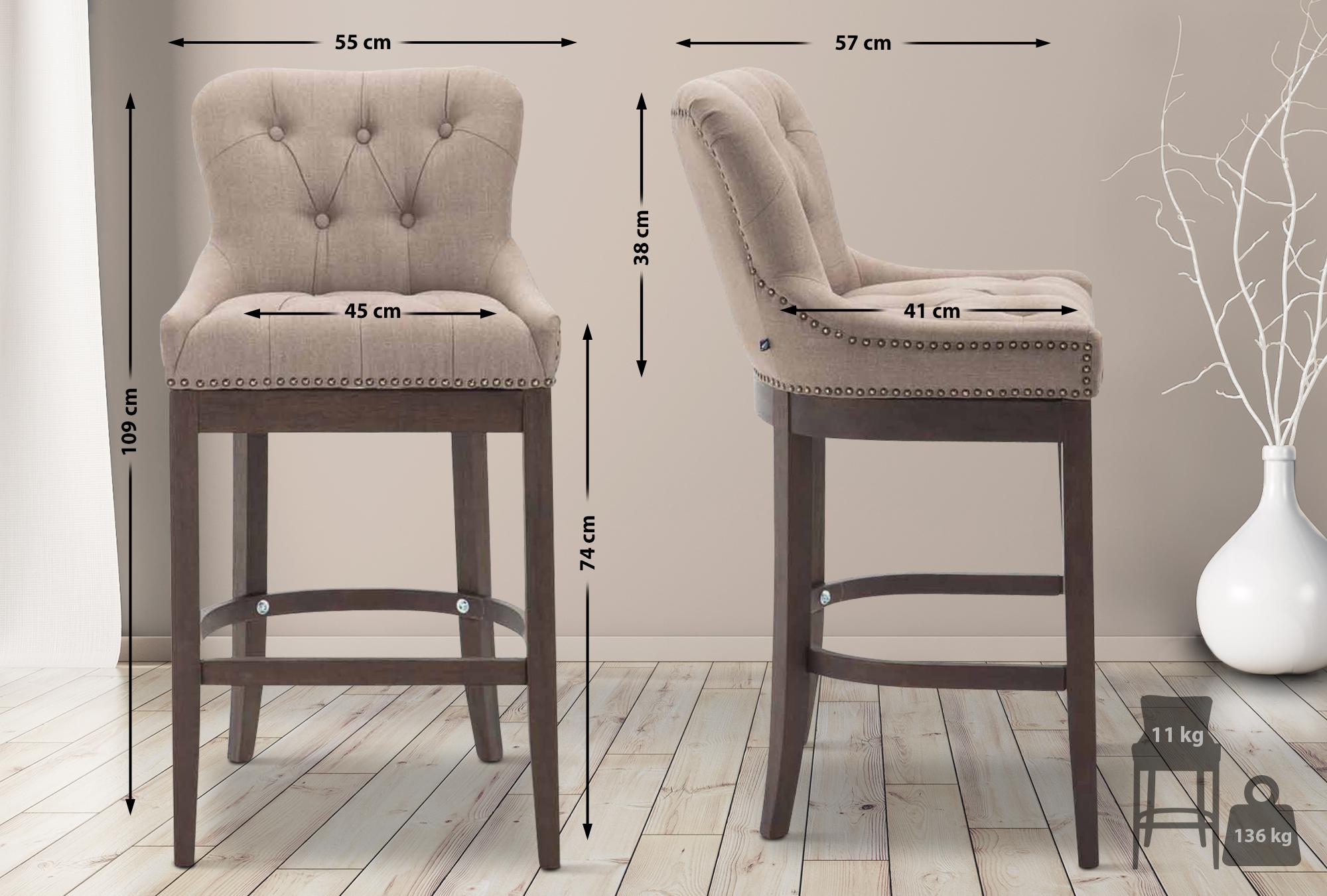 Barhocker Lakewood Stoff, Antik, taupe