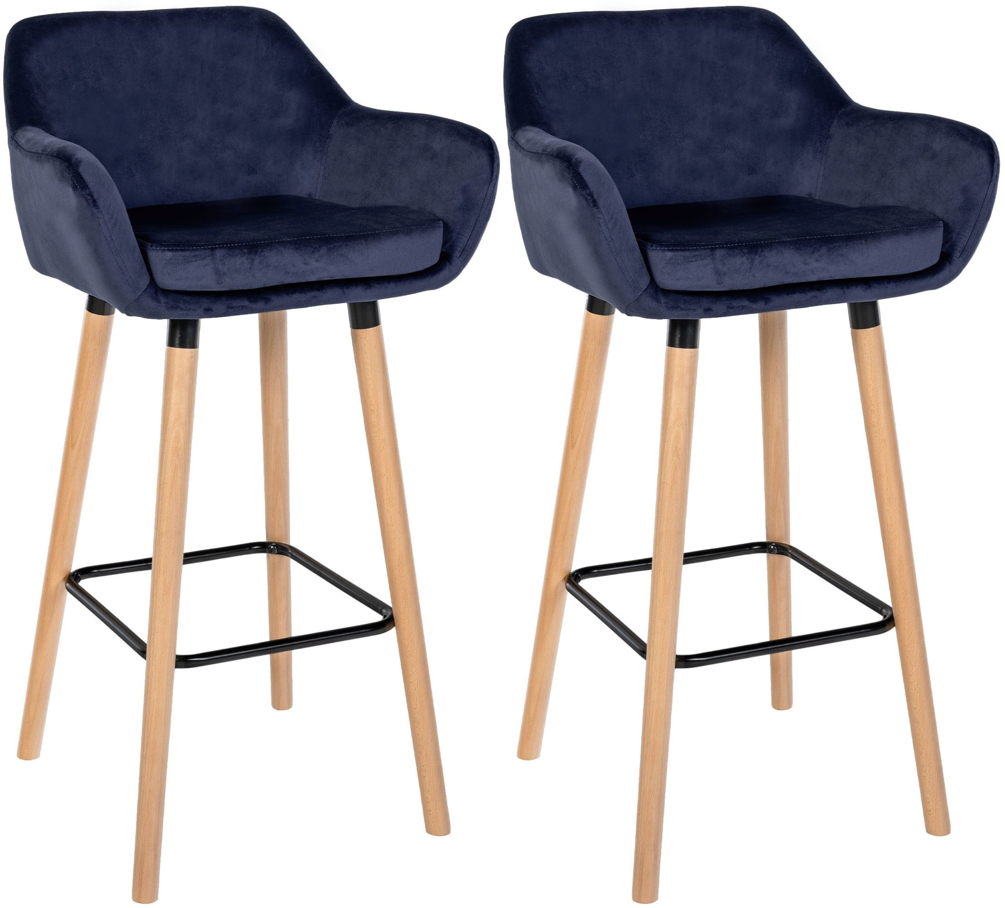 2er Set Barhocker Grant Samt, dunkelblau