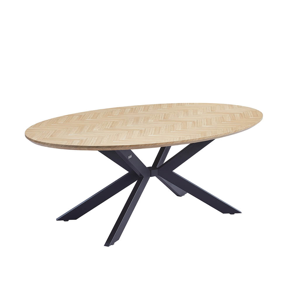 Esstisch Oval AVENTIS inkl. Sternfuß - 200 x 120 cm Fishbone Oak