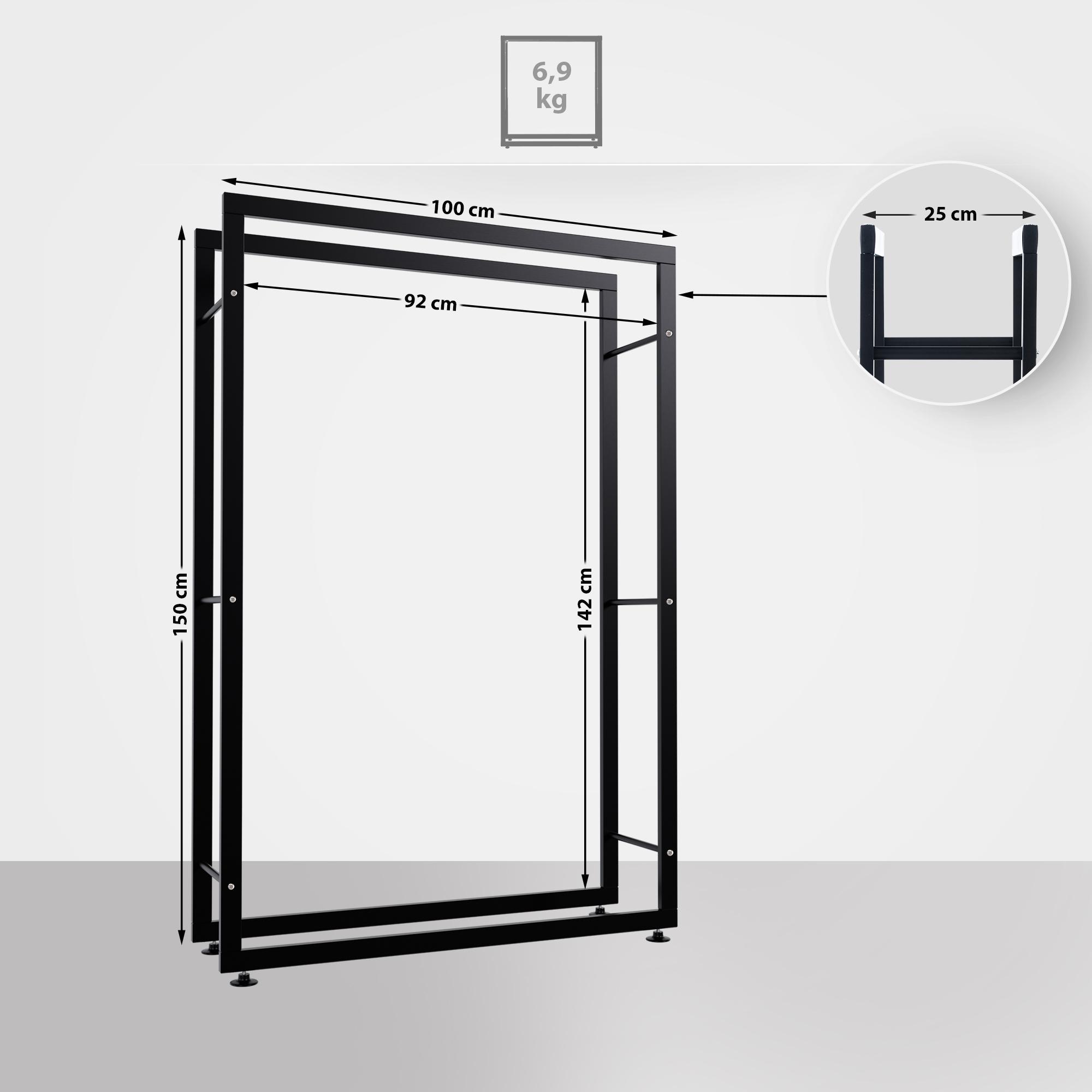 Kaminholzständer Keri V2 25x100x150, schwarz