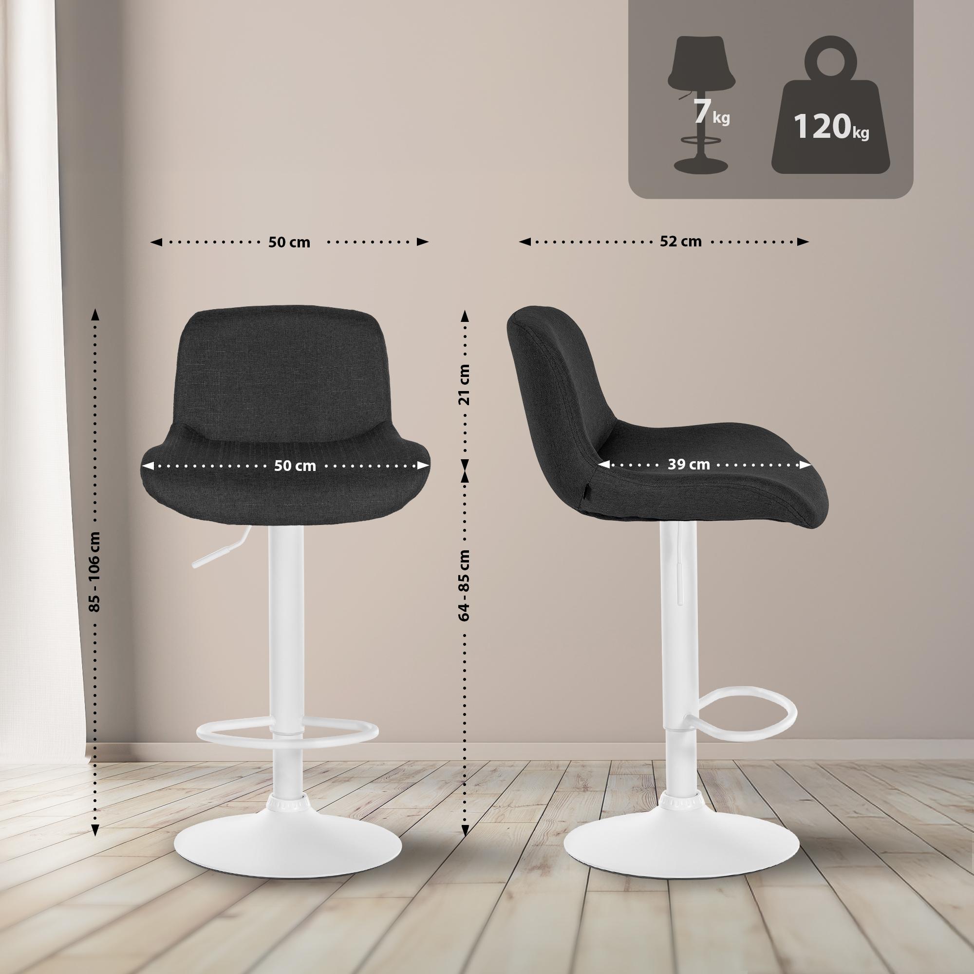 2er Set Barhocker Solon Weiß Samt, schwarz