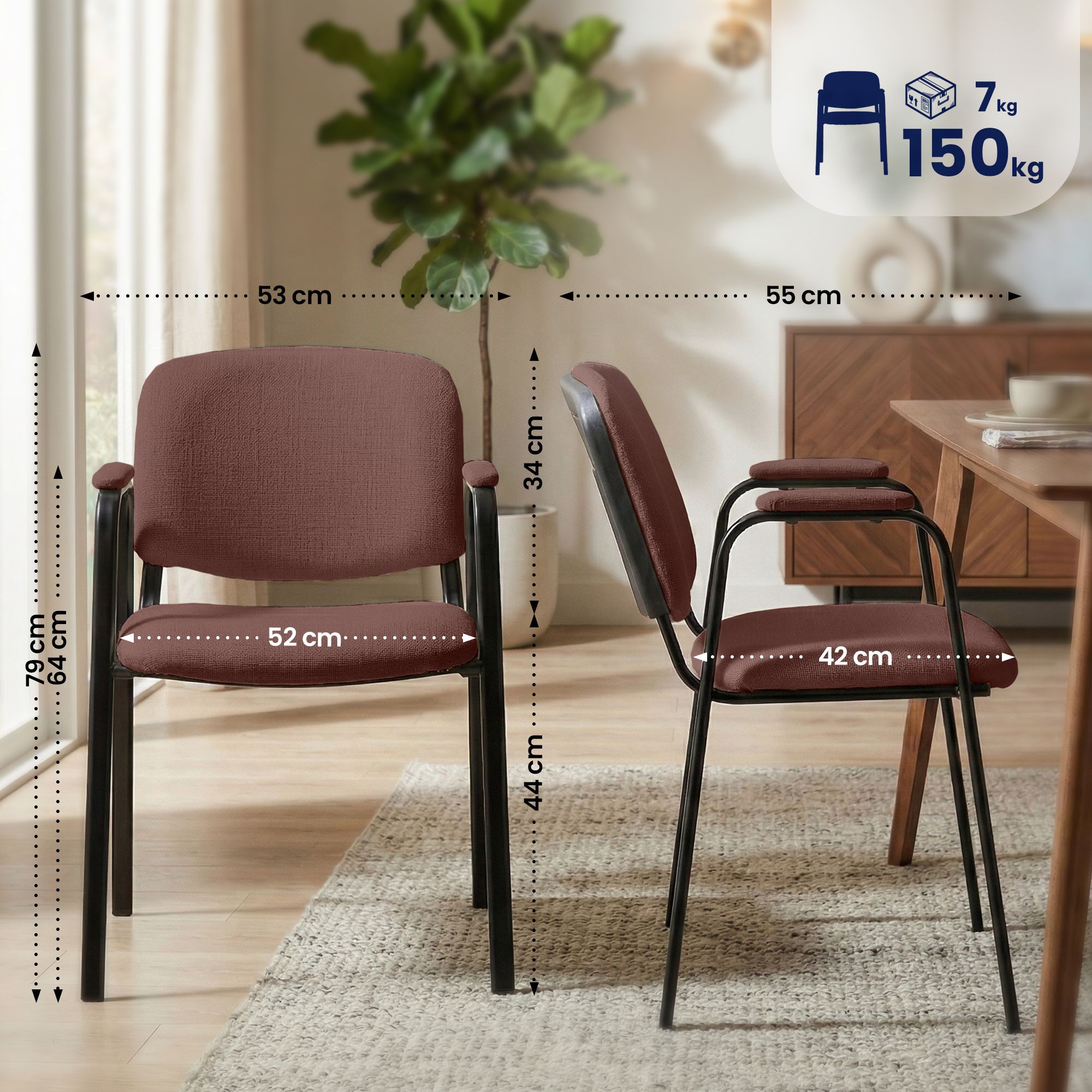 Besucherstuhl Ken PRO Stoff, braun