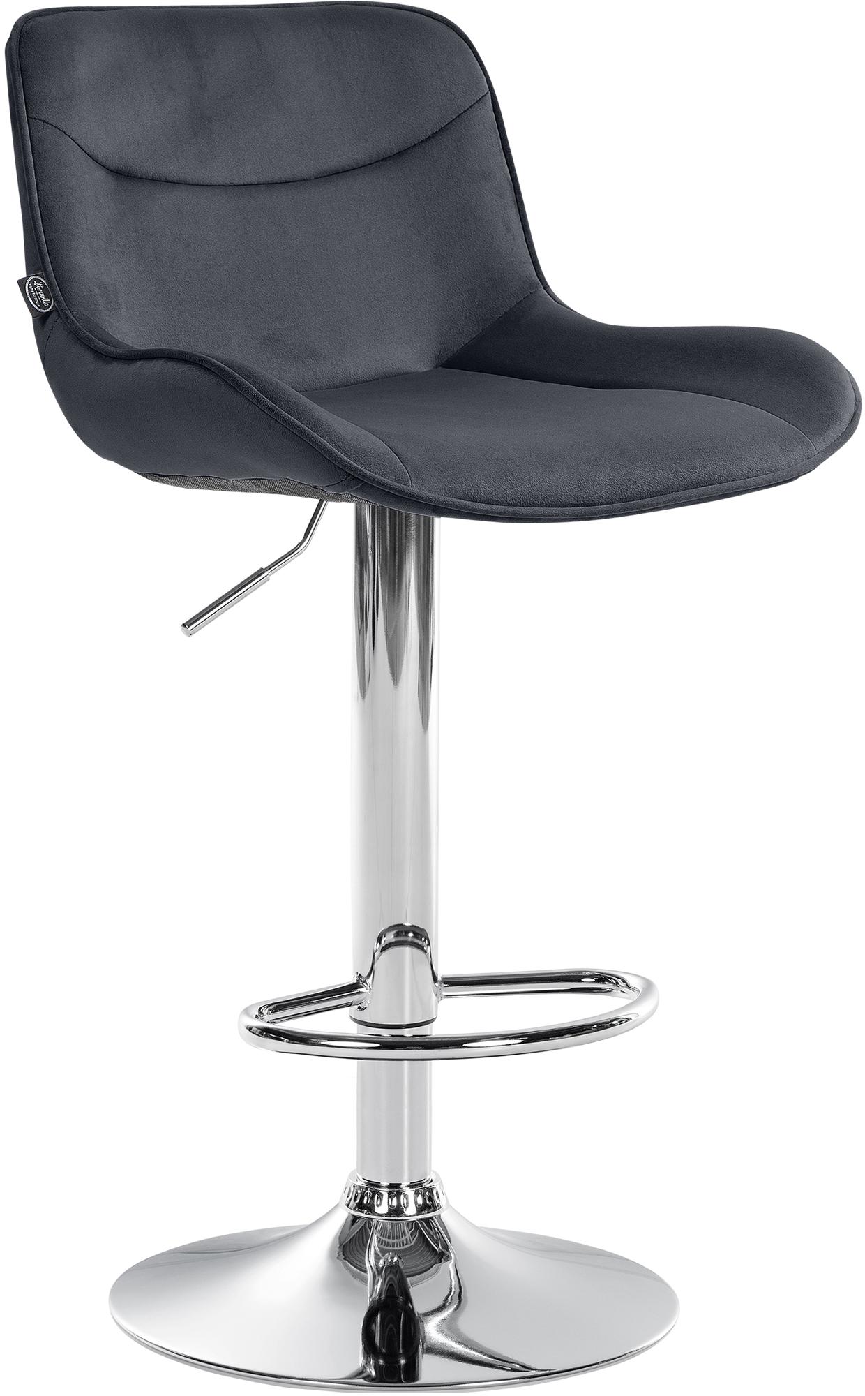 Barhocker Vonore Samt chrom, schwarz