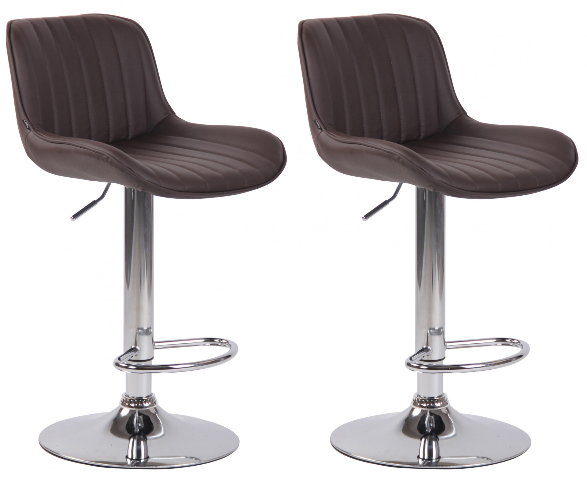 2er Set Barhocker Lentini Kunstleder chrom, braun
