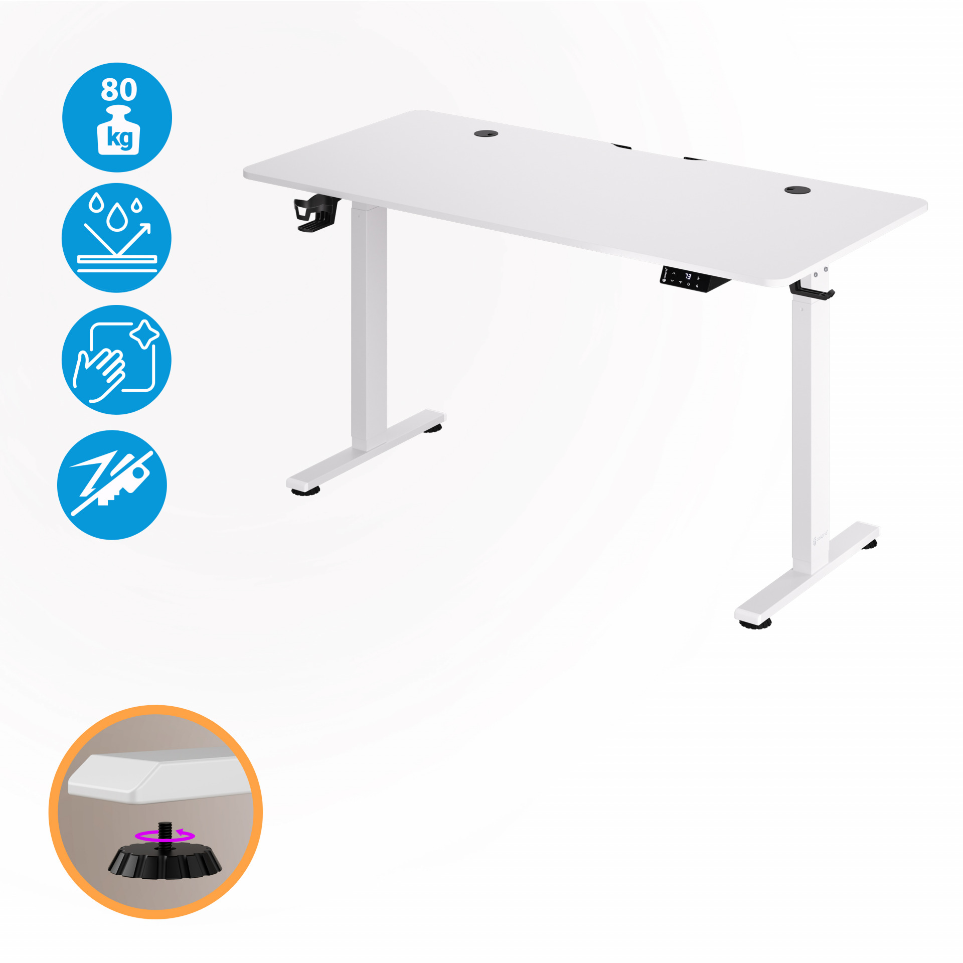Höhenverstellbarer Schreibtisch Weiß 140x60x73-118cm