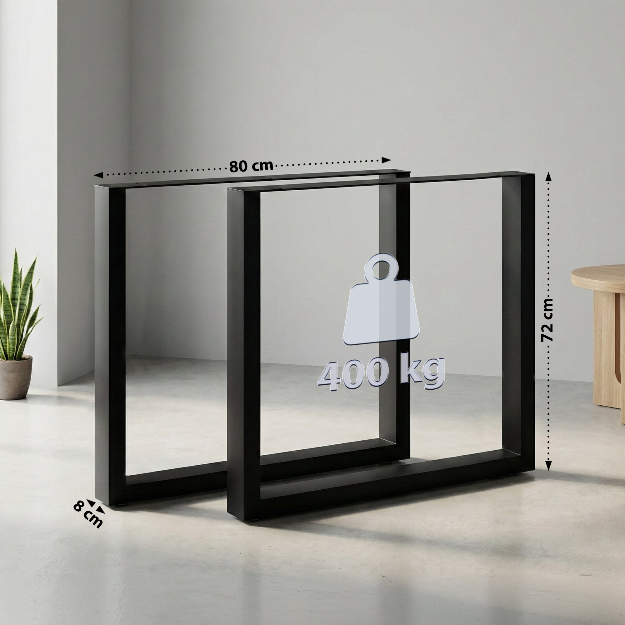 2x Tischbeine Ilkan, 80 cm, schwarz