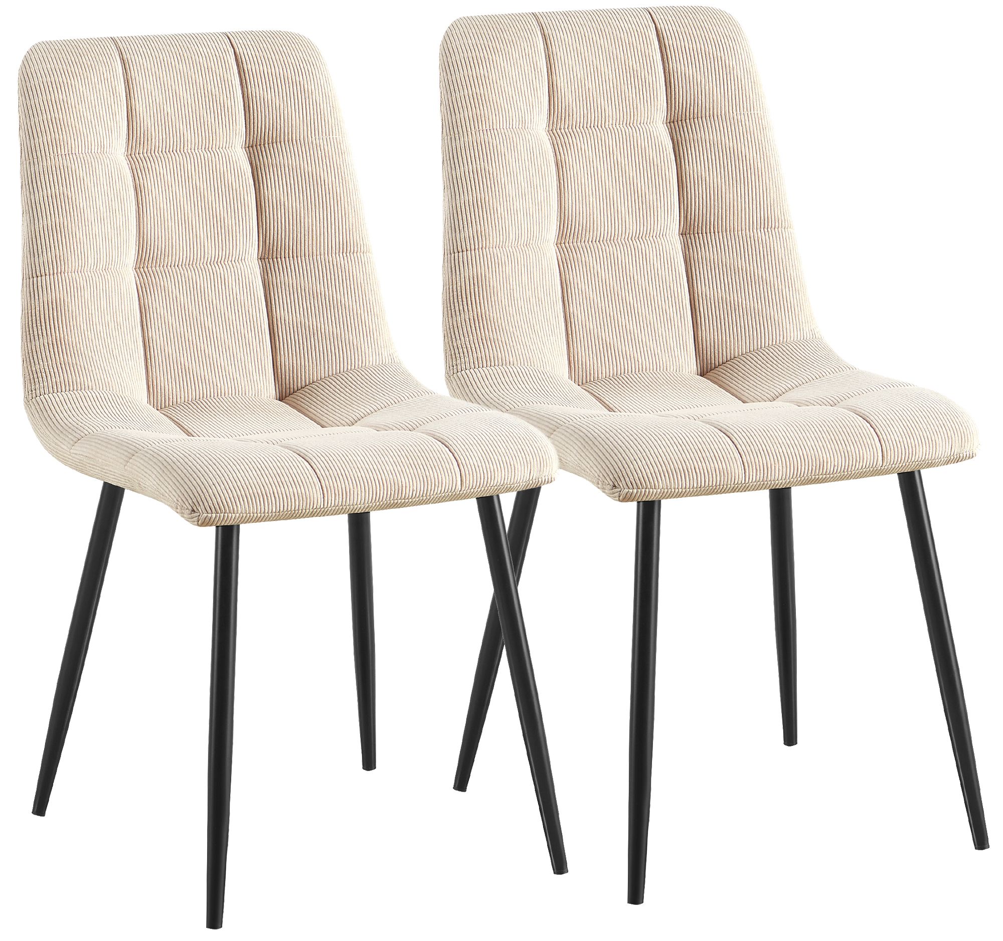 2er Set Esszimmerstuhl Antibes Cord, creme