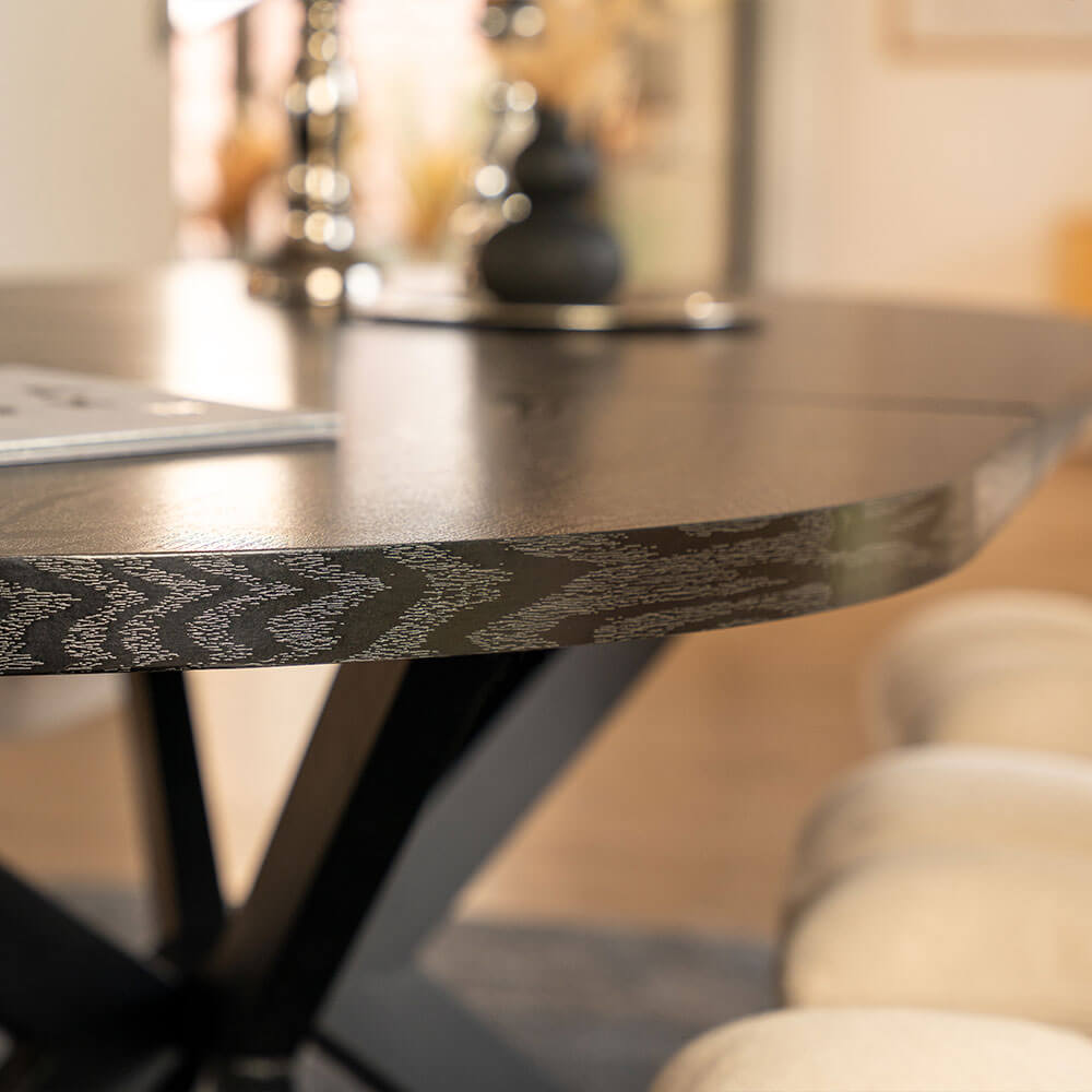 Esstisch Oval Ausziehbar AVENTI inkl. Sternfuß - 160-200 x 100 cm Dark Oak