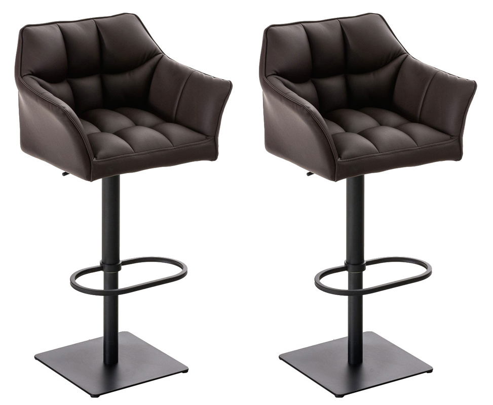 2er Set Barhocker Damaso Kunstleder schwarz, braun