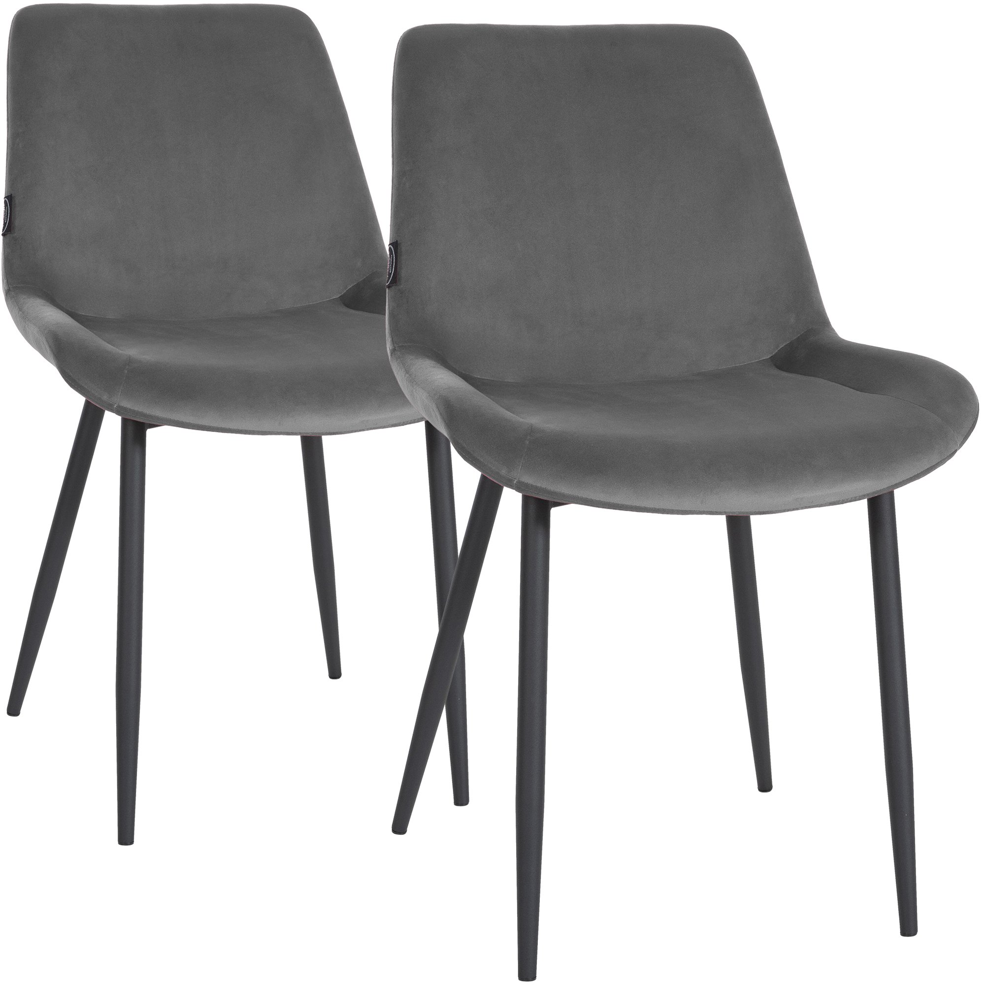 2er Set Esszimmerstühle Victoria Samt, grau