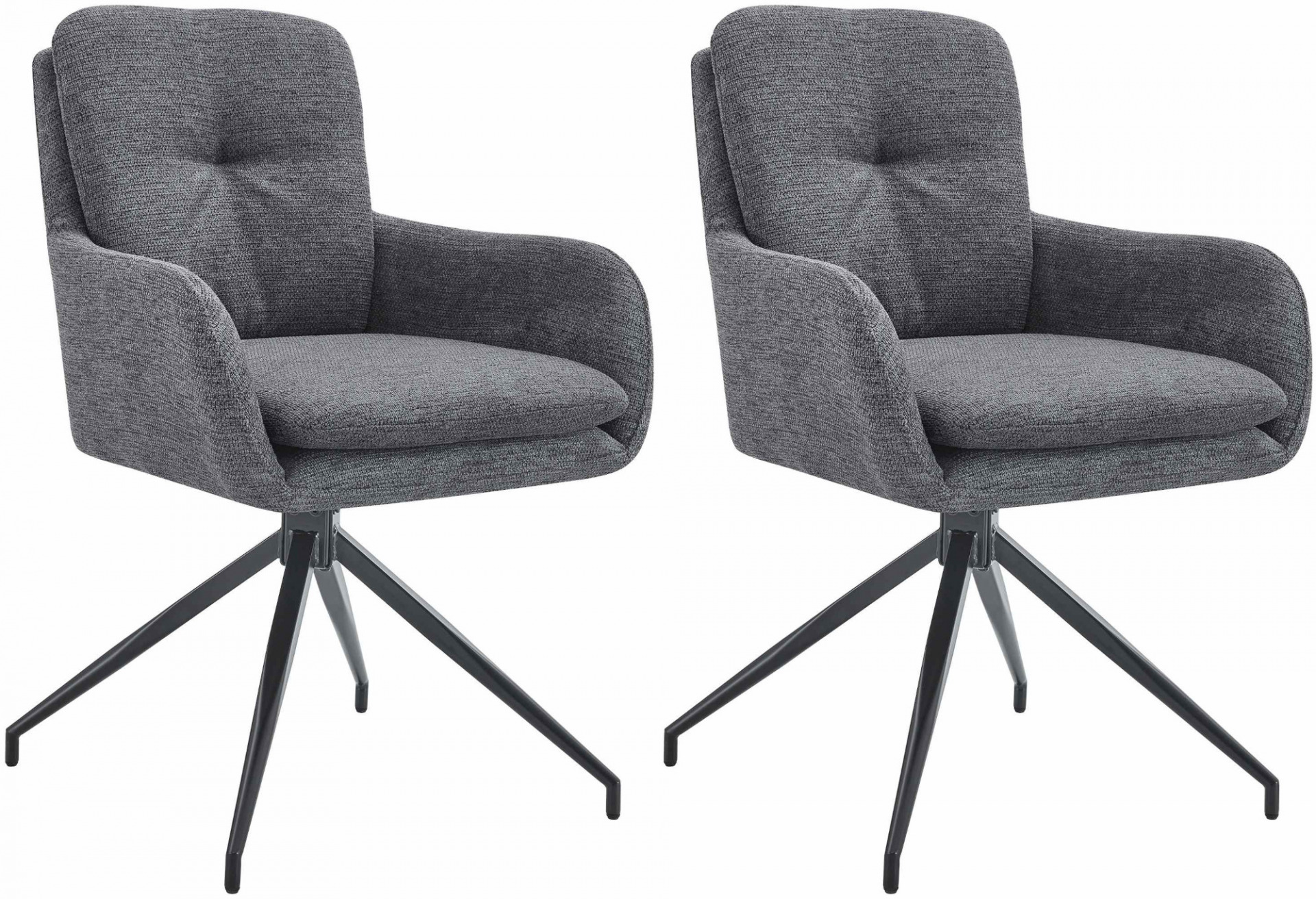 2er Set Esszimmerstuhl Pickett Stoff, dunkelgrau