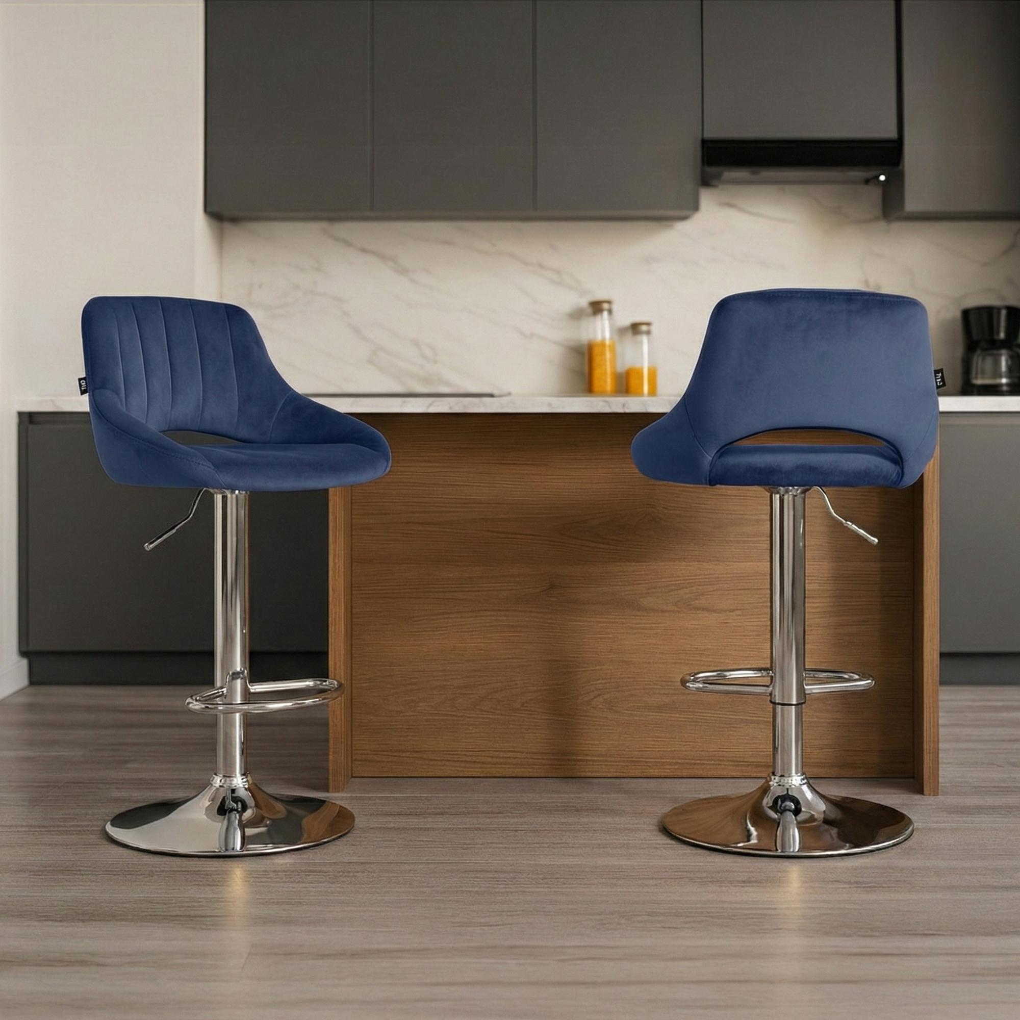 2er Set Barhocker Milet Samt C, blau
