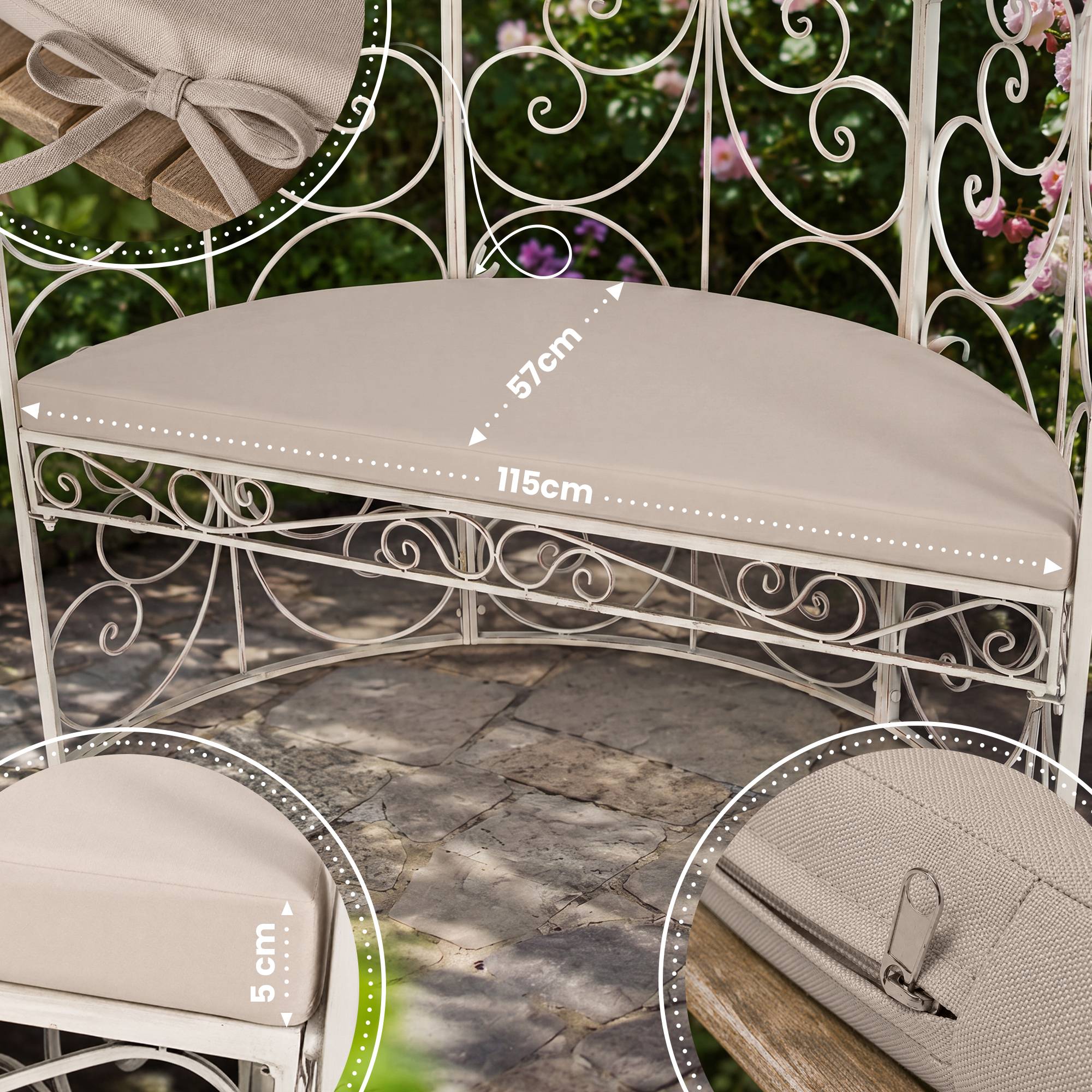 Sitzkissen Halbpavillon Rosie, creme