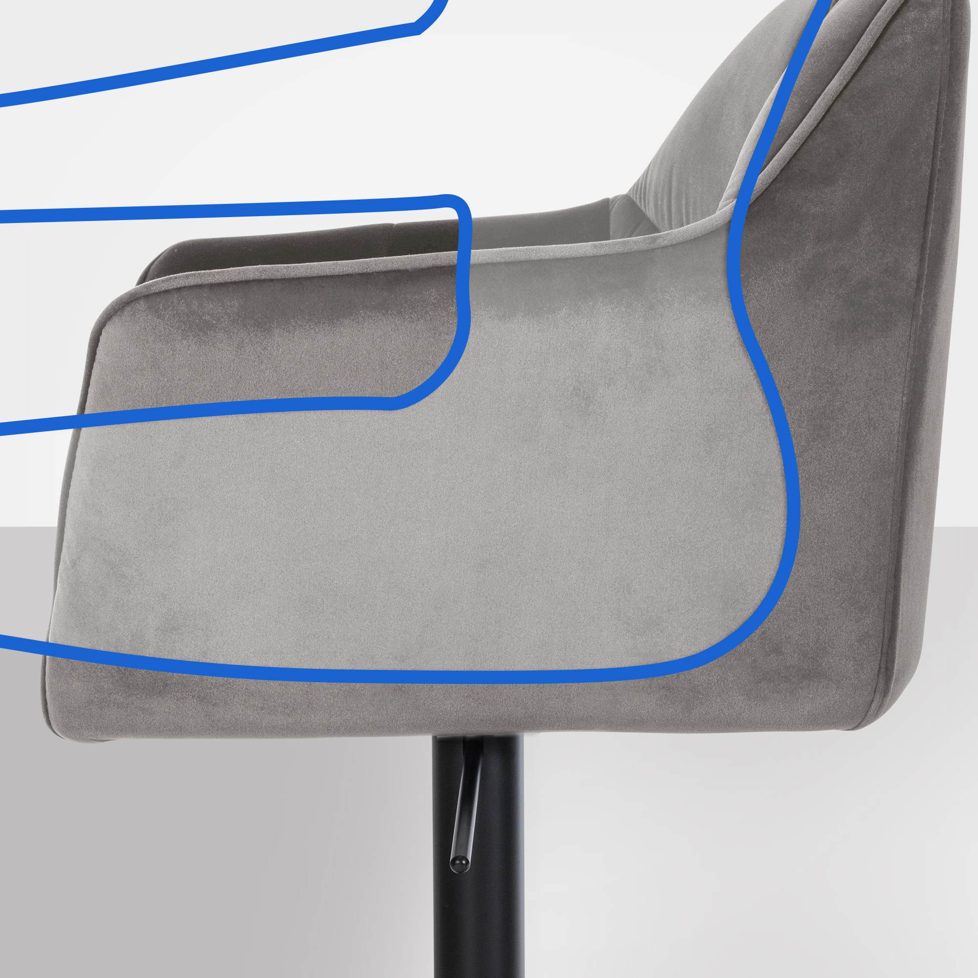 Barhocker Damaso B Samt, grau