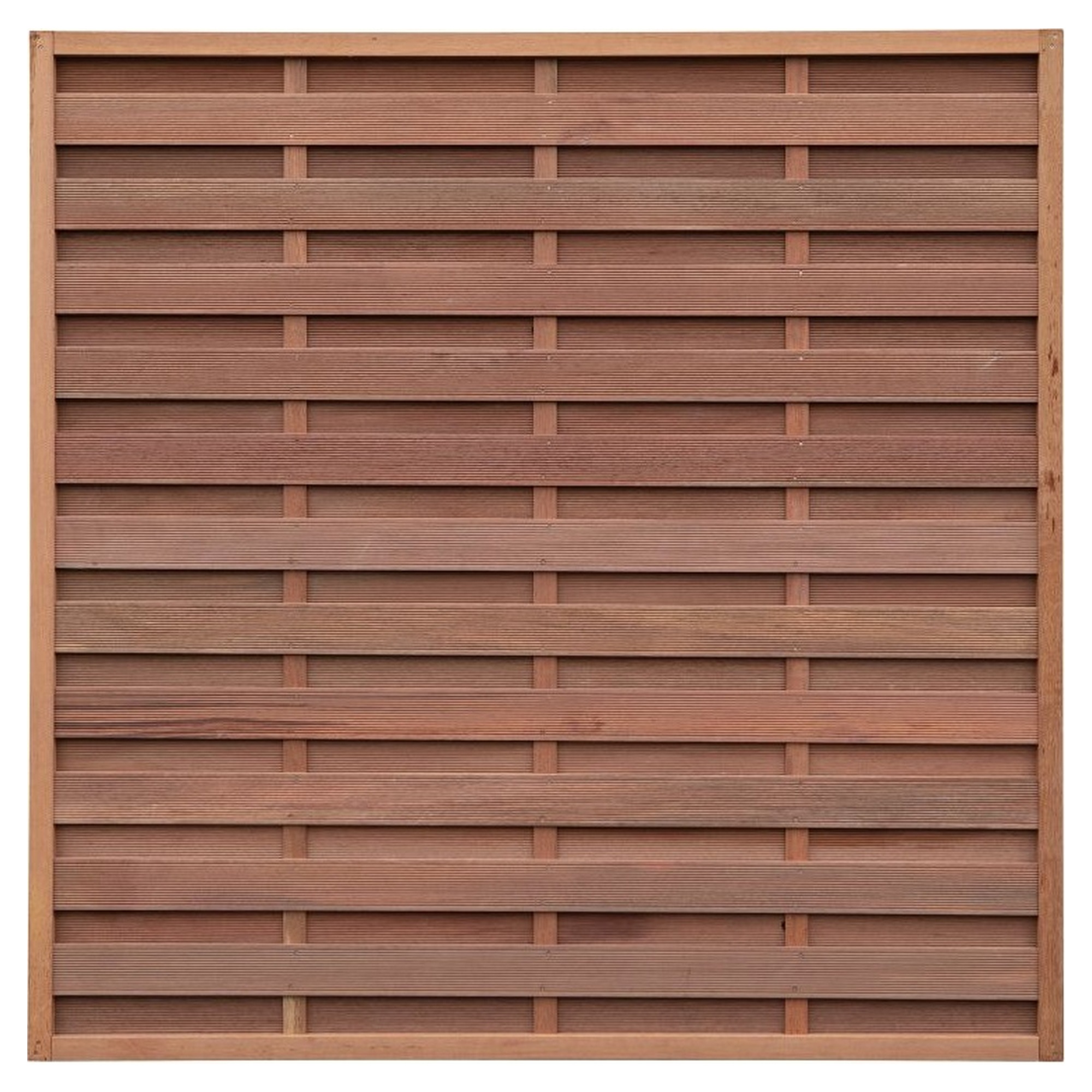 FORTIS-Dichtzaun, Keruing, 180 x 180 cm, Rahmen 42/42 mm, Lamellen 8/100 mm fein geriffelt