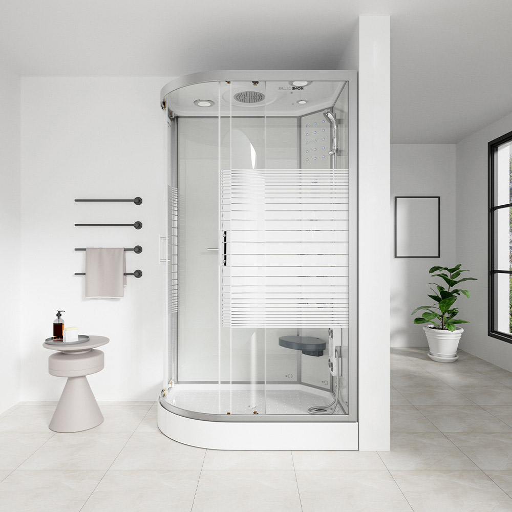 Duschkabine mit Wasserfall und Rückenmassage WHITE PEARL - 120 x 80 cm Links