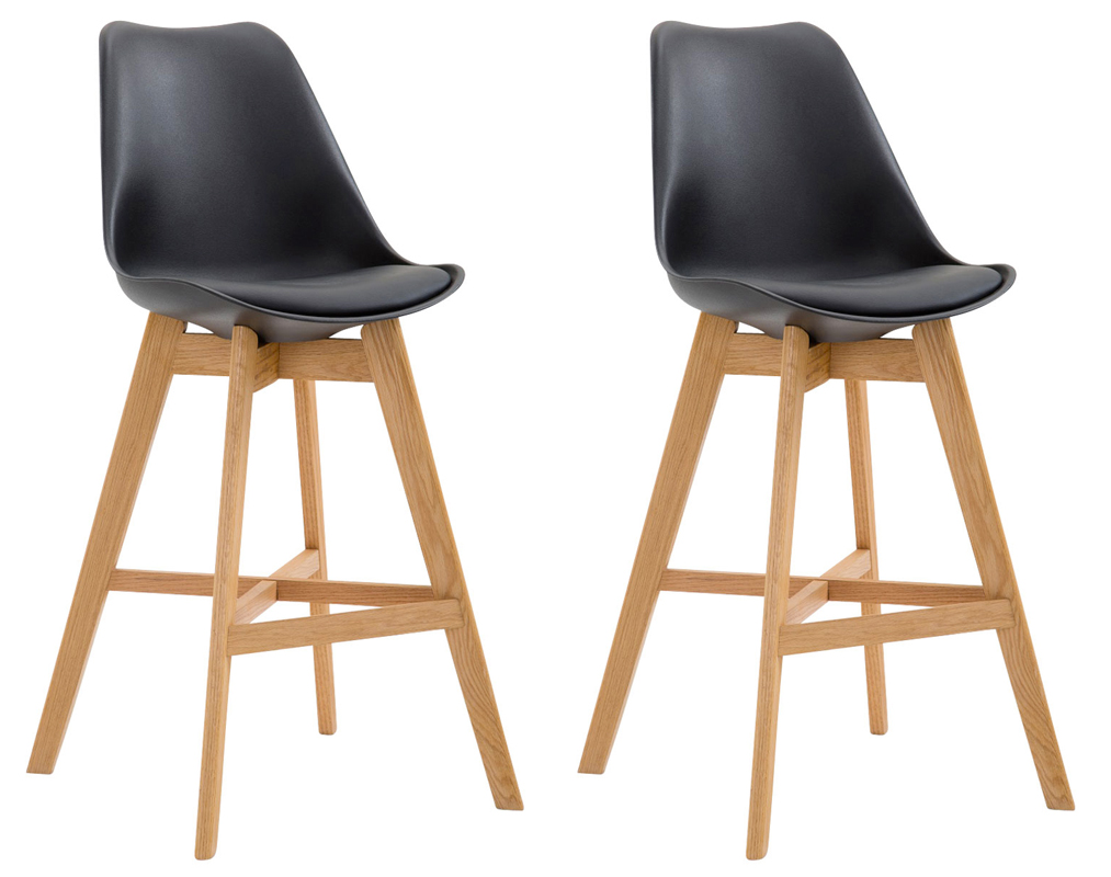 2er Set Barhocker Cannes Kunststoff natura, schwarz