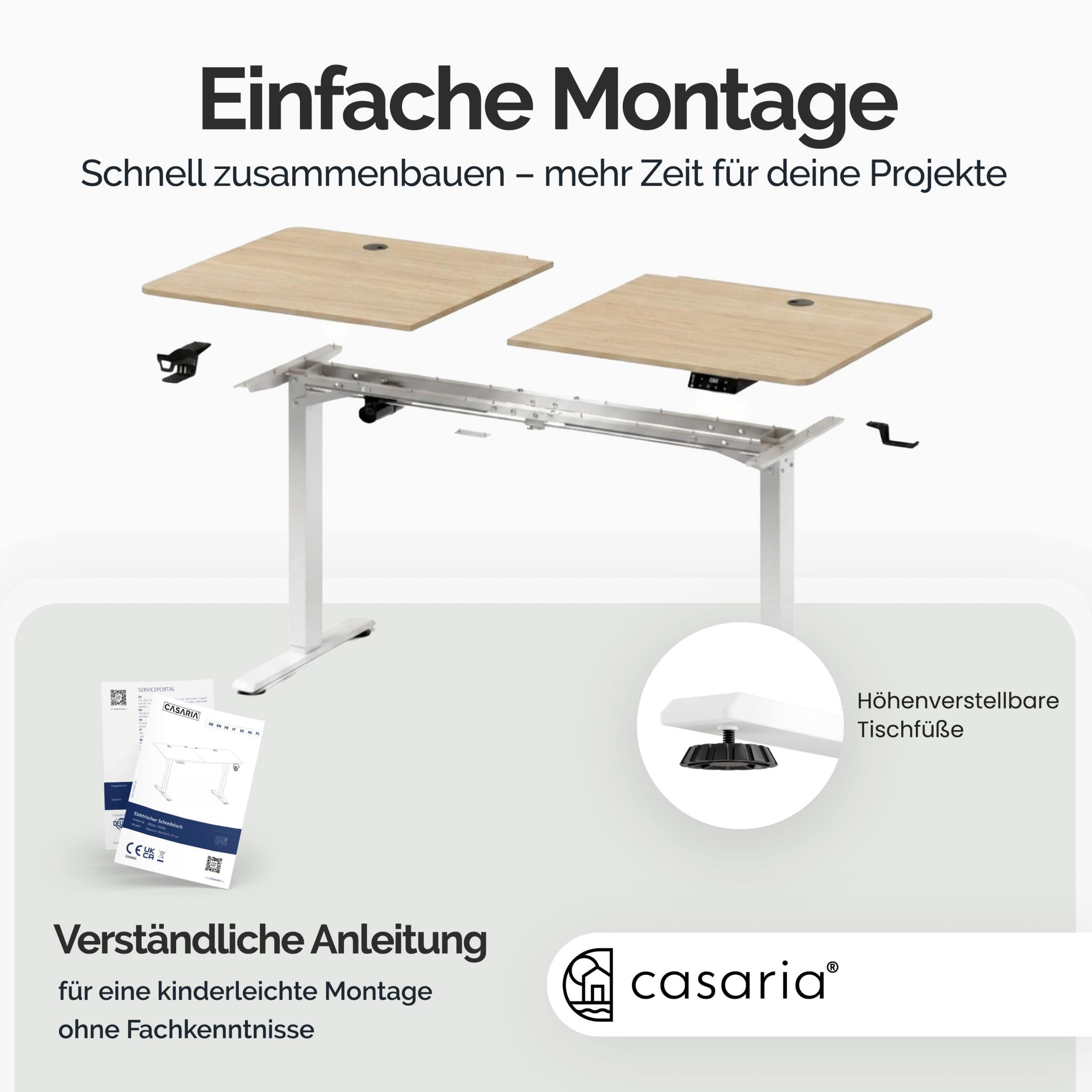 Höhenverstellbarer Schreibtisch Beige 140x60x73-118cm