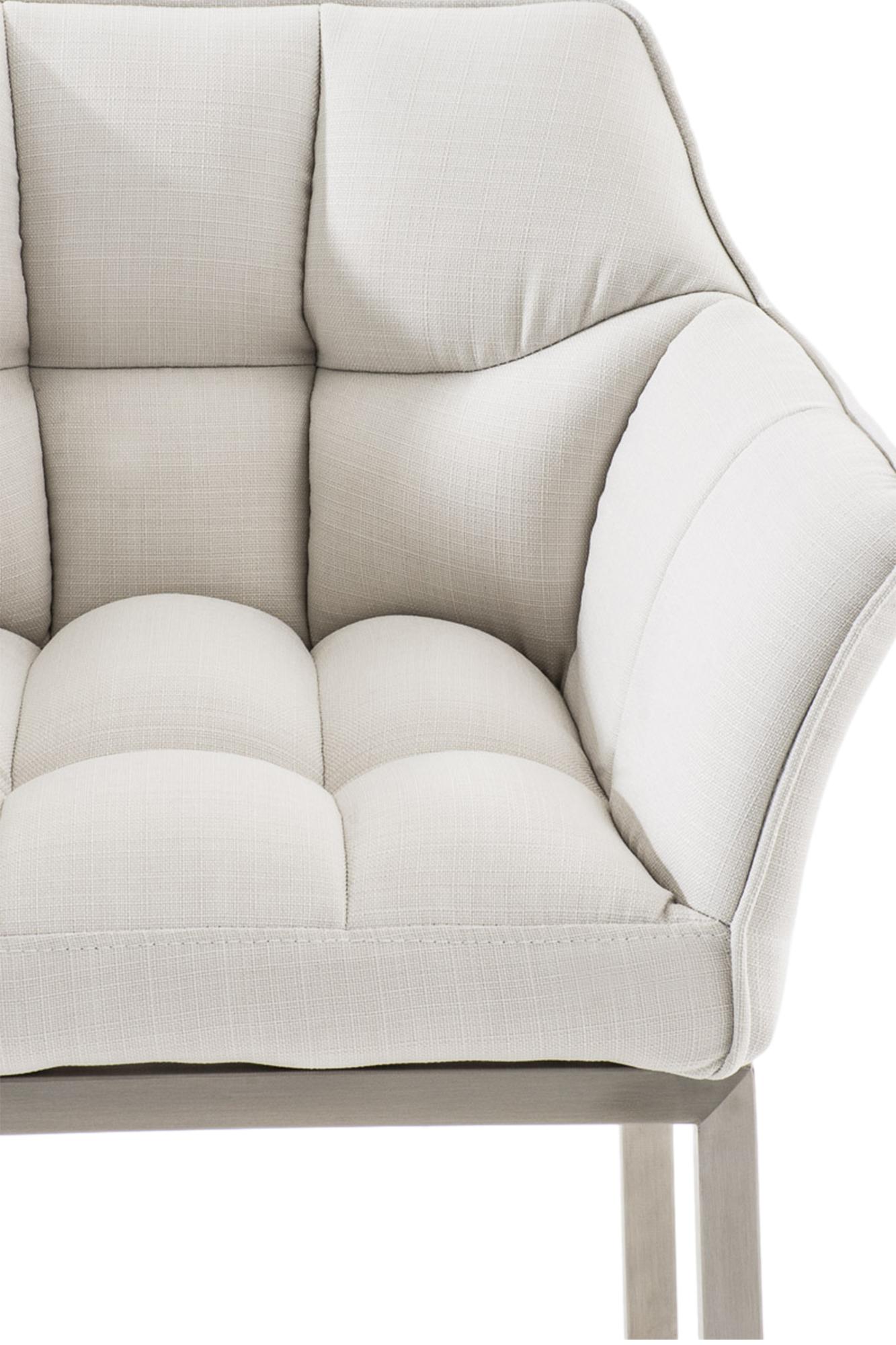 Barhocker Damaso E Stoff mit 4-Fuß Gestell, weiß
