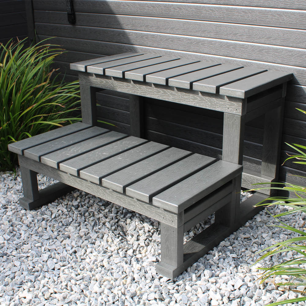 Outdoor Whirlpool mit Treppe und Thermoabdeckung STREAM BIG - 207 x 207 cm für 5 Personen