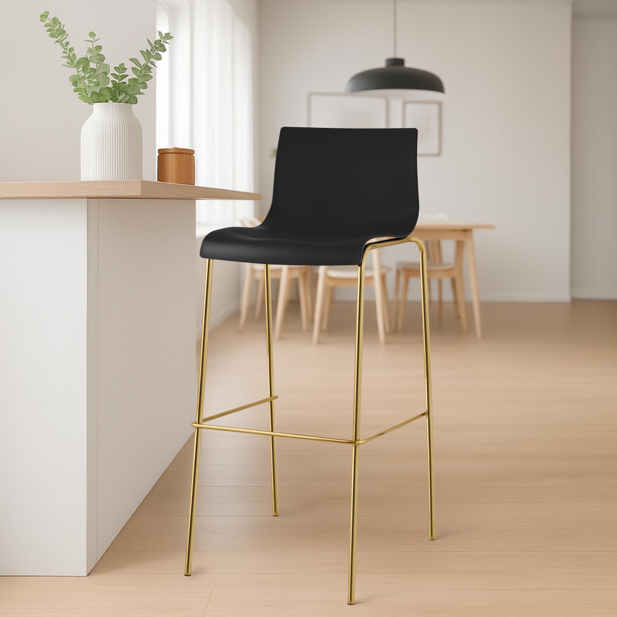 Barhocker Hoover Kunststoff 4-Fuß Gold, schwarz