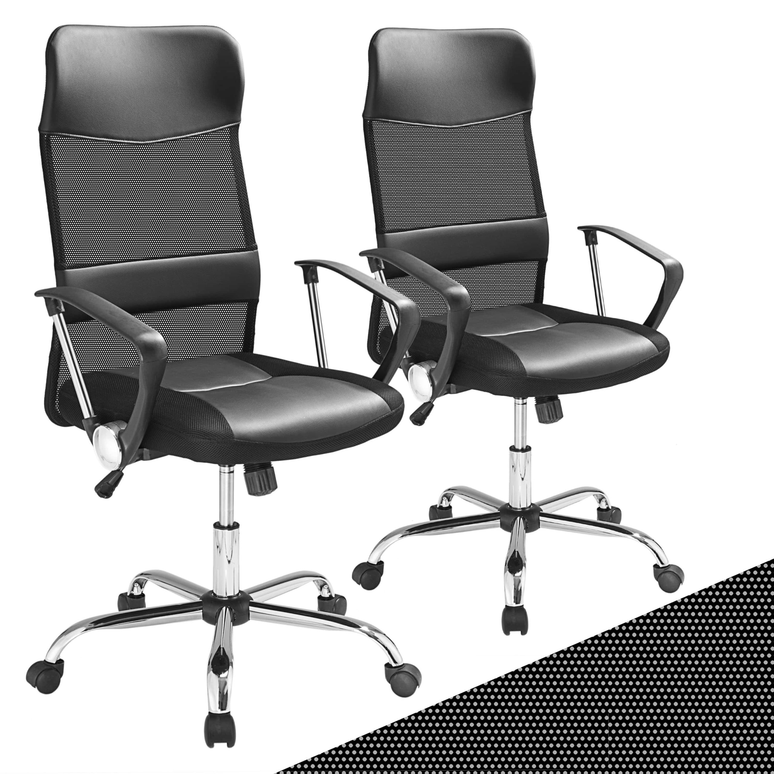 Bürostuhl Deluxe 2er-Set Schwarz mit Netz