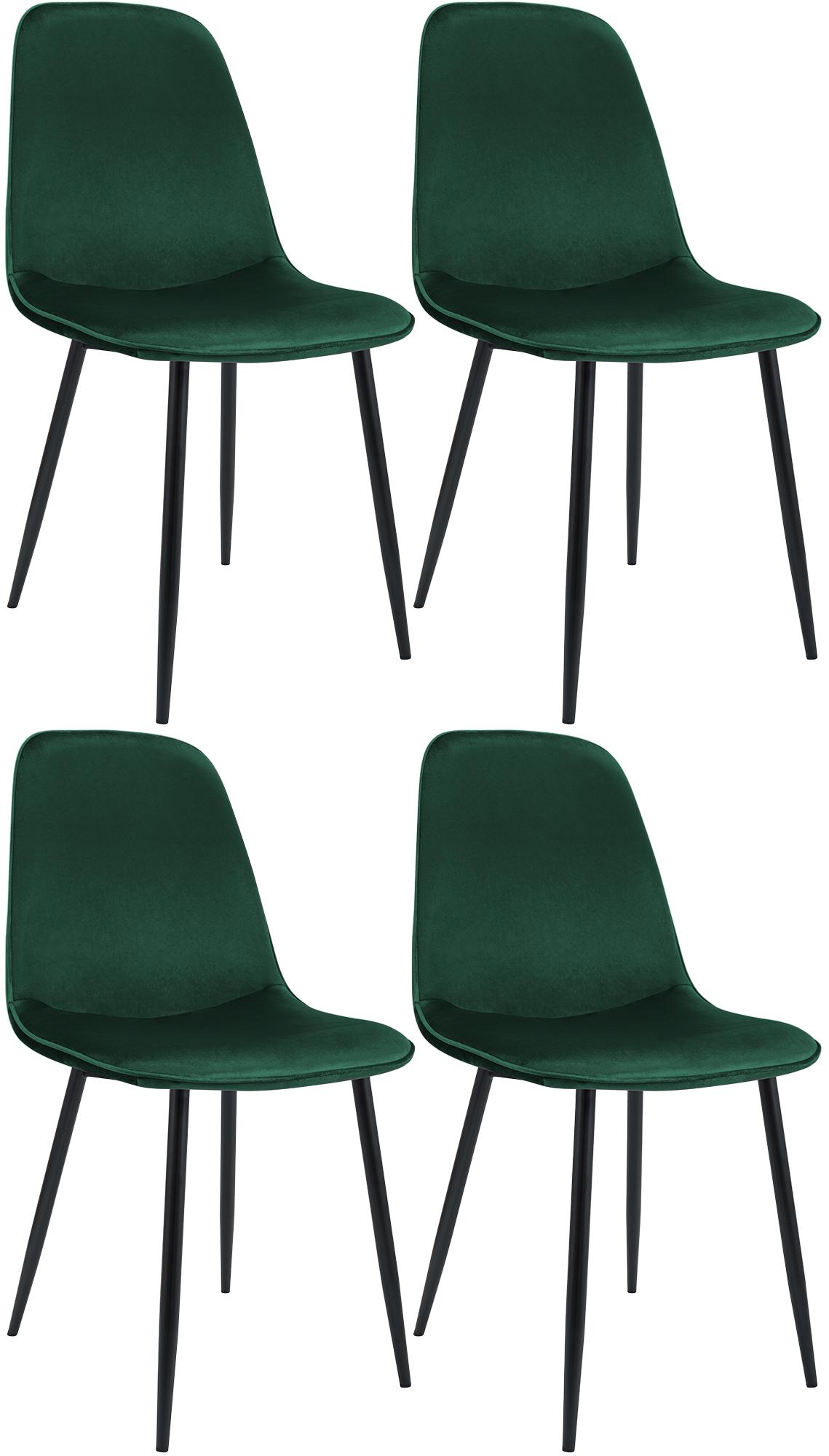 4er Set Esszimmerstuhl Maryam Samt, grün