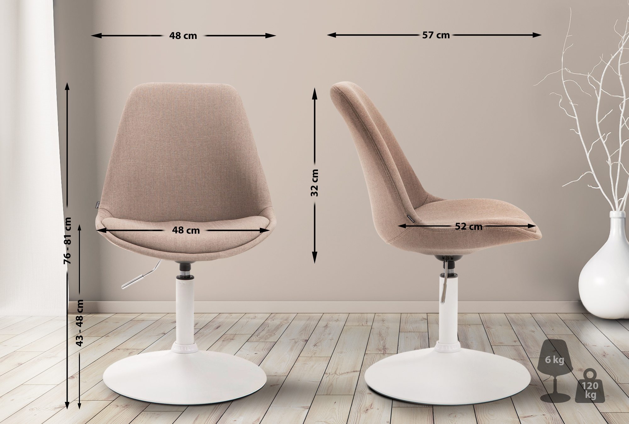 Stuhl Maverick W Stoff, taupe