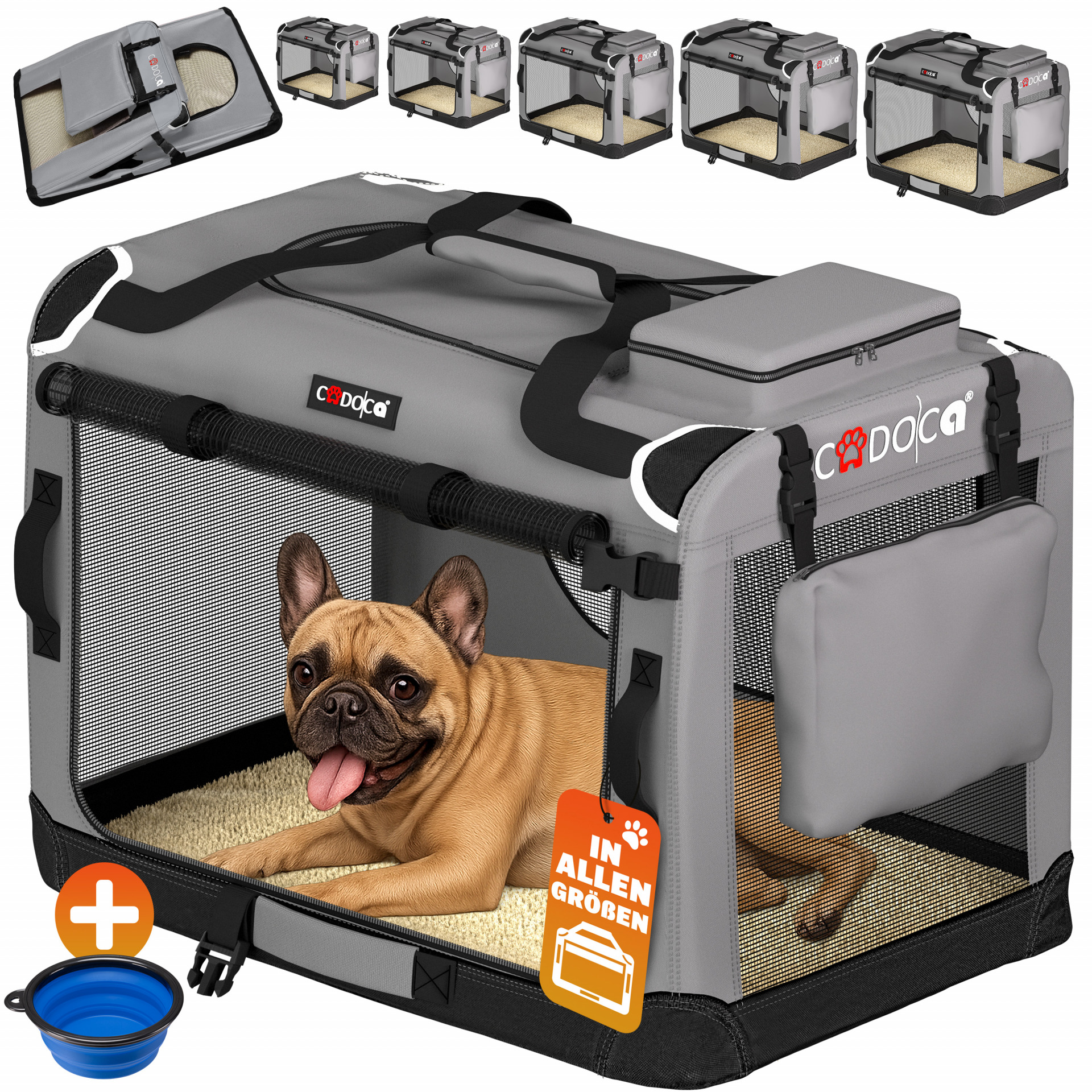Hundebox faltbar M 60x42x44cm Grau