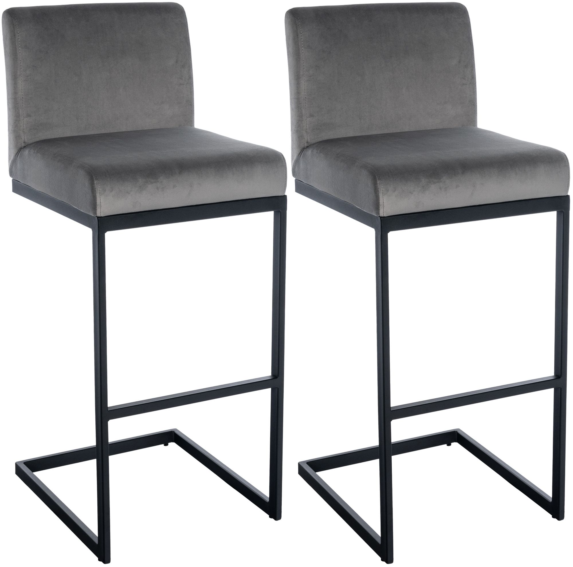 2er Set Barhocker Hopewell Samt B, grau