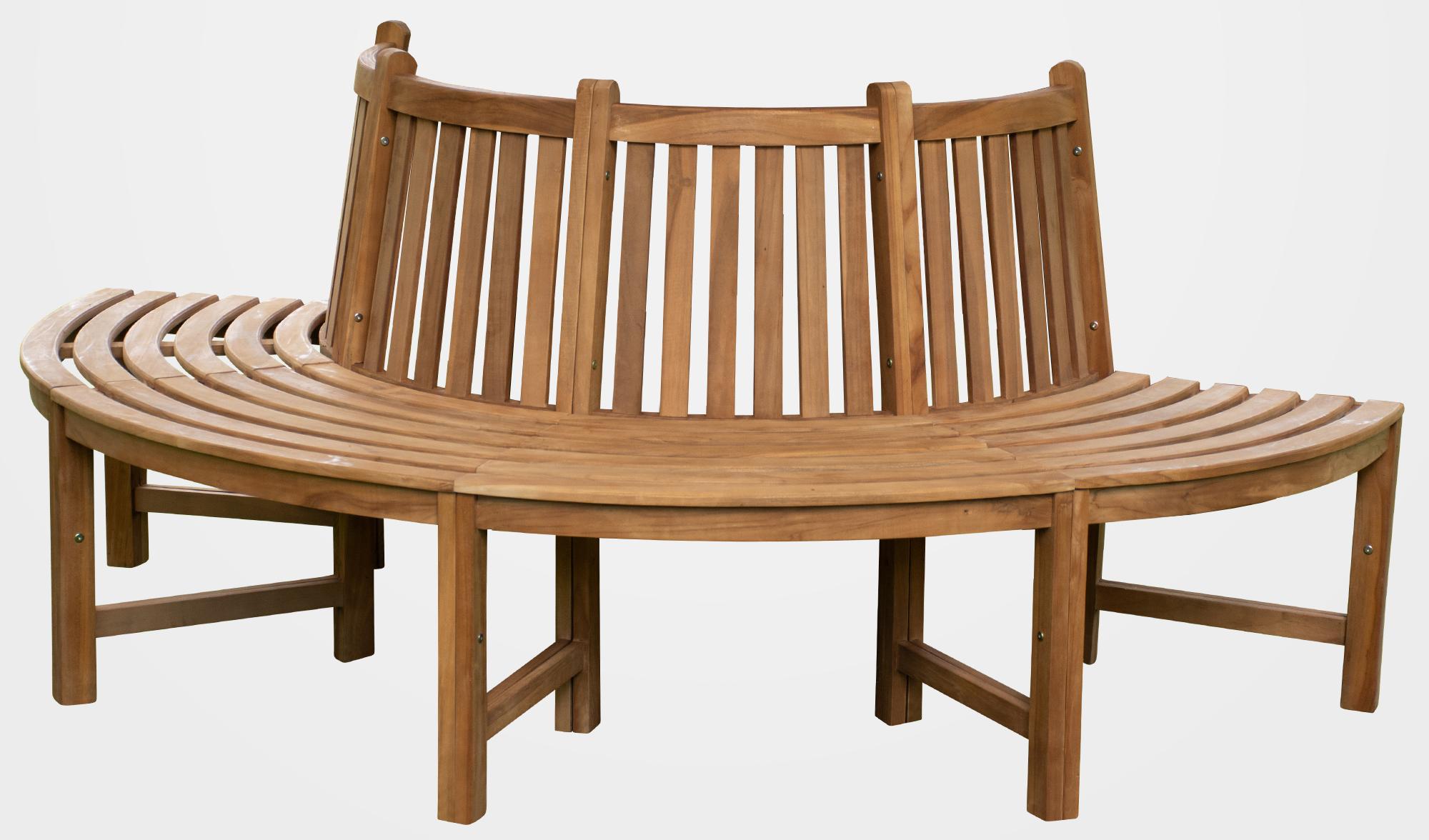 Baumbank Male 206cm halbrund mit Rückenlehne, braun