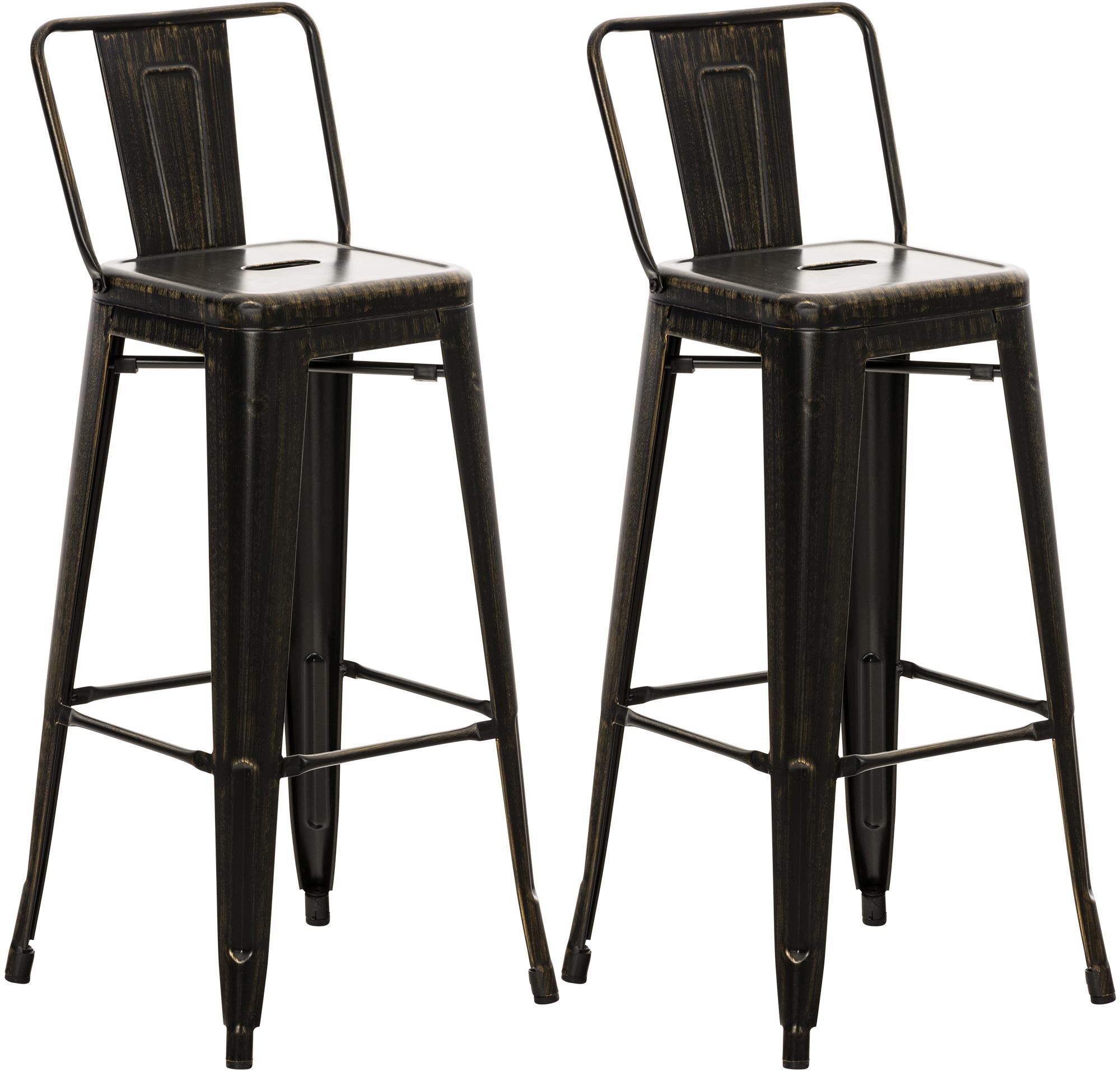 2er Set Barhocker Mason, schwarz-gold
