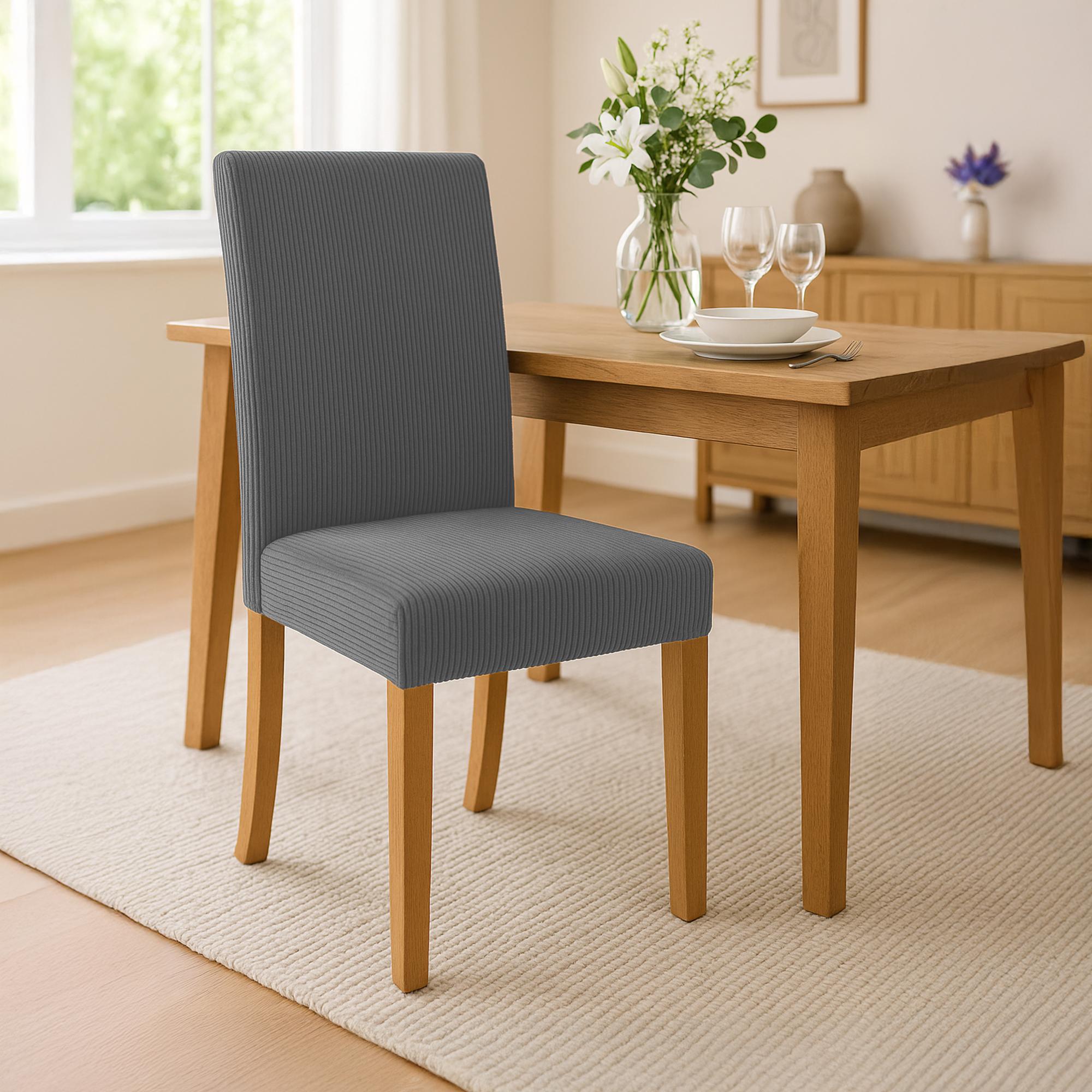 2er Set Esszimmerstuhl Ina Cord antik hell, grau
