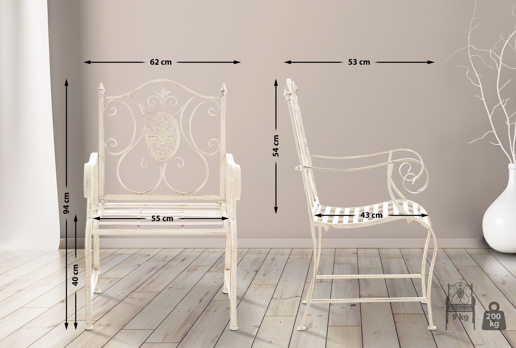 Stuhl Punjab, antik-creme