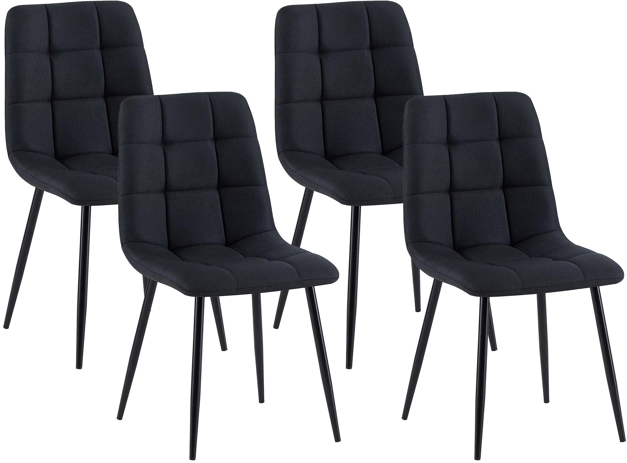 4er Set Esszimmerstühle Antibes Stoff, schwarz