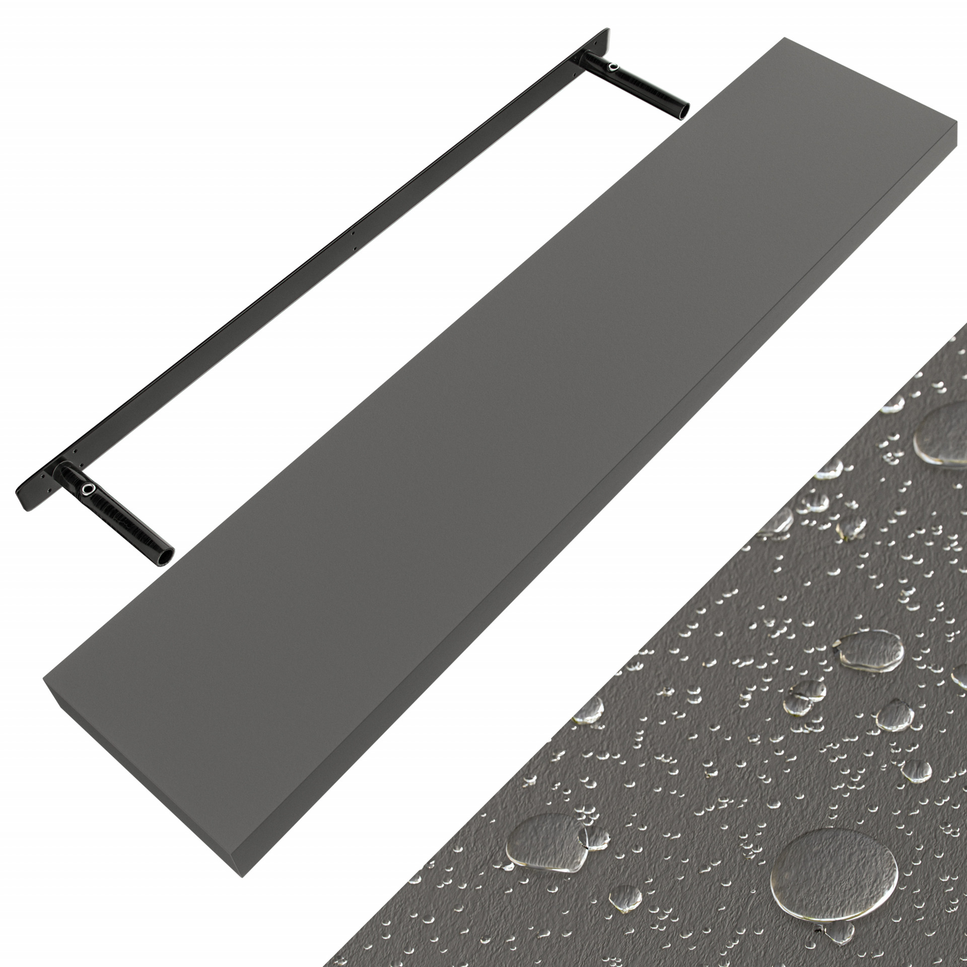 Wandregal Schweberegal 110cm Grau + Halterung