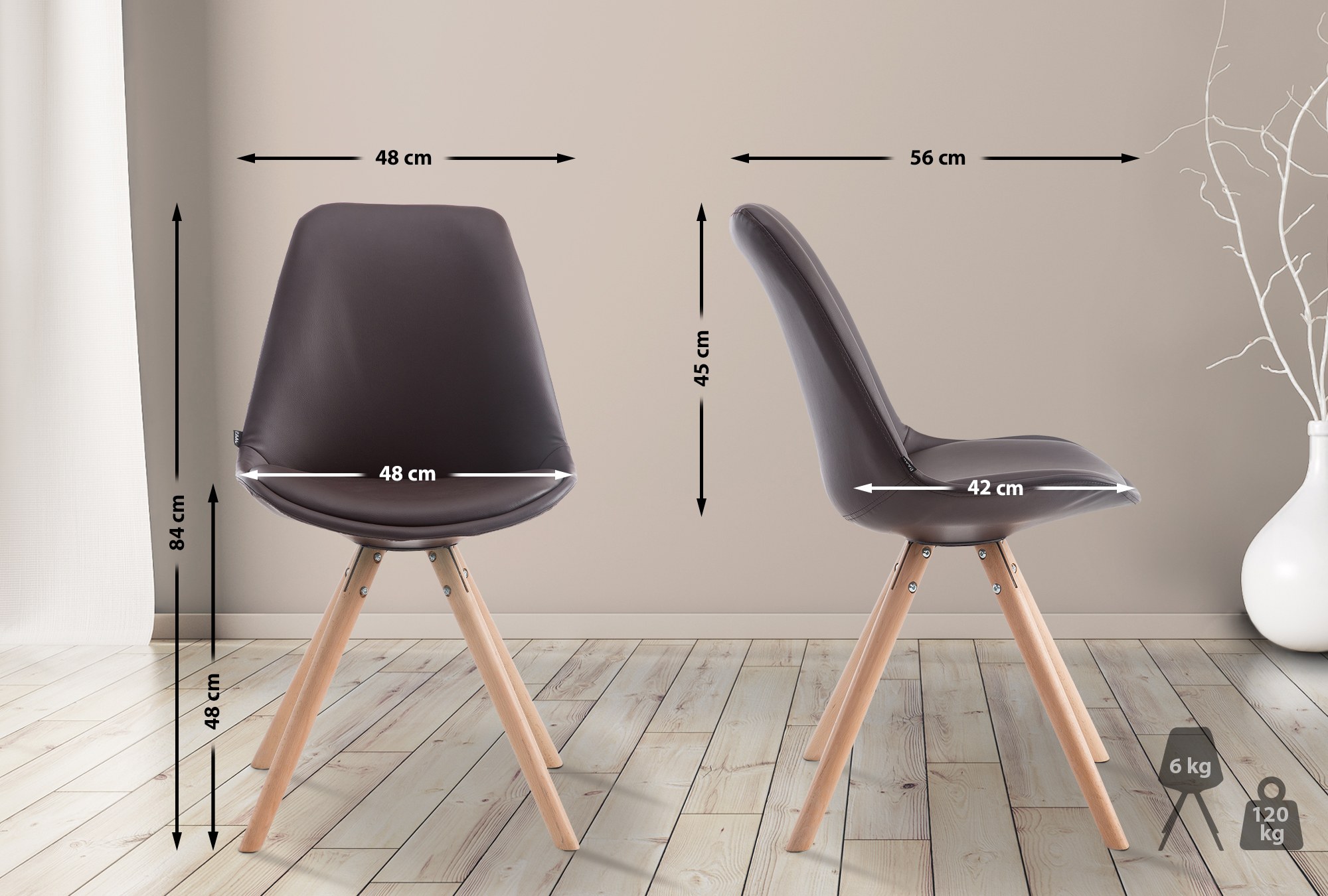 Besucherstuhl Laval Natura Rund, braun